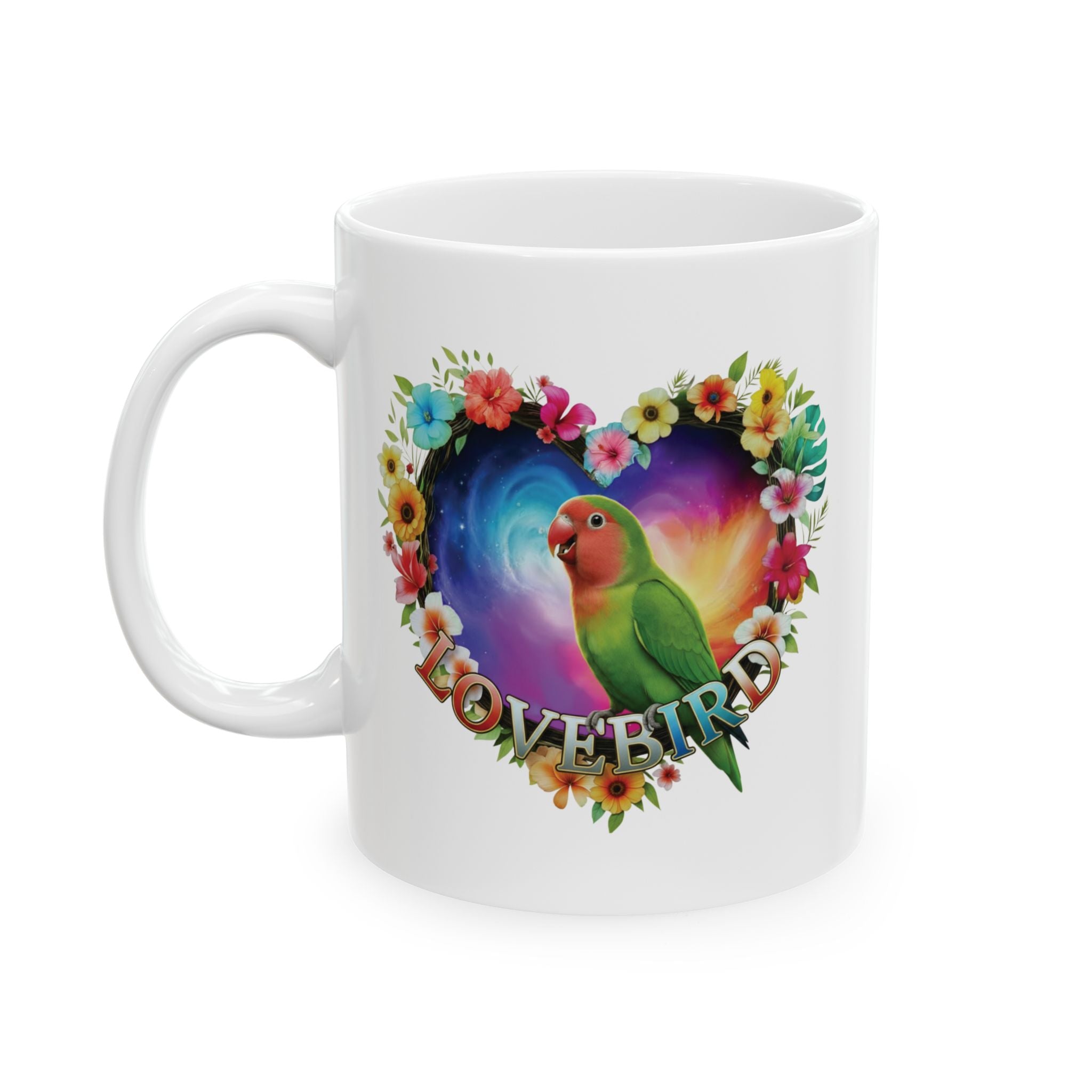 Colorful Lovebird Art Mug