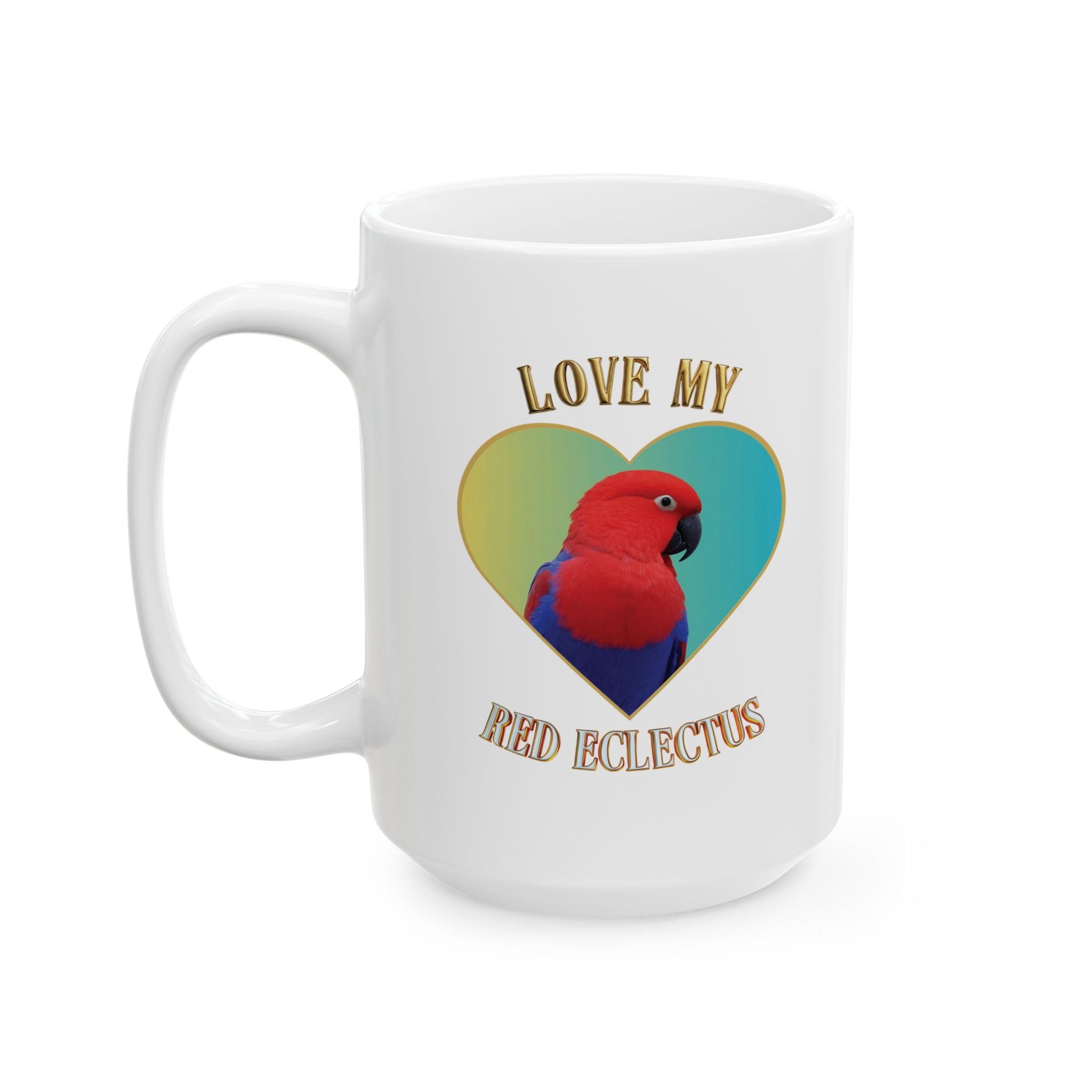 Love My Red Eclectus Heart Mug