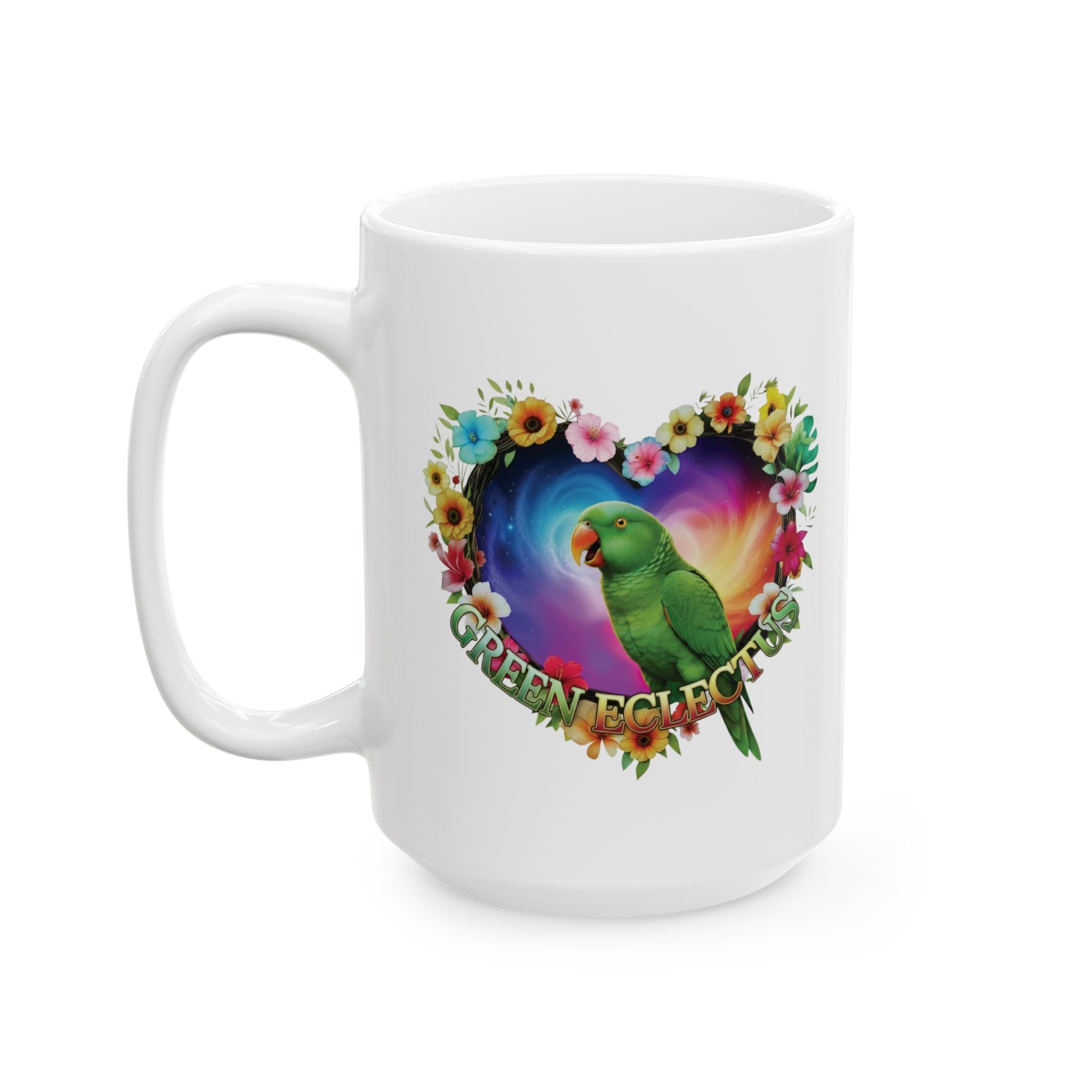 Green Eclectus Heart Design Mug