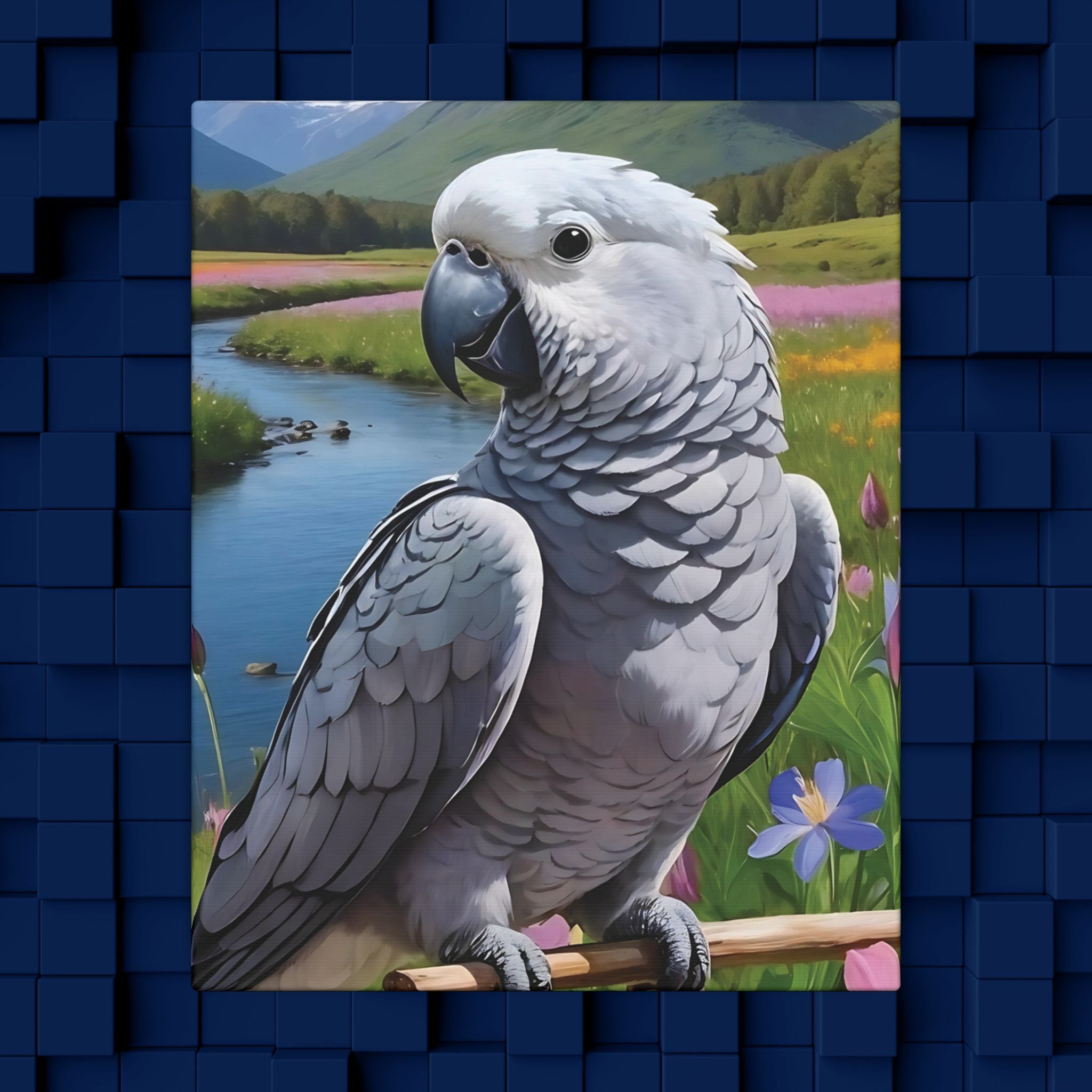 African Grey Congo Canvas Art Wall Hanging
