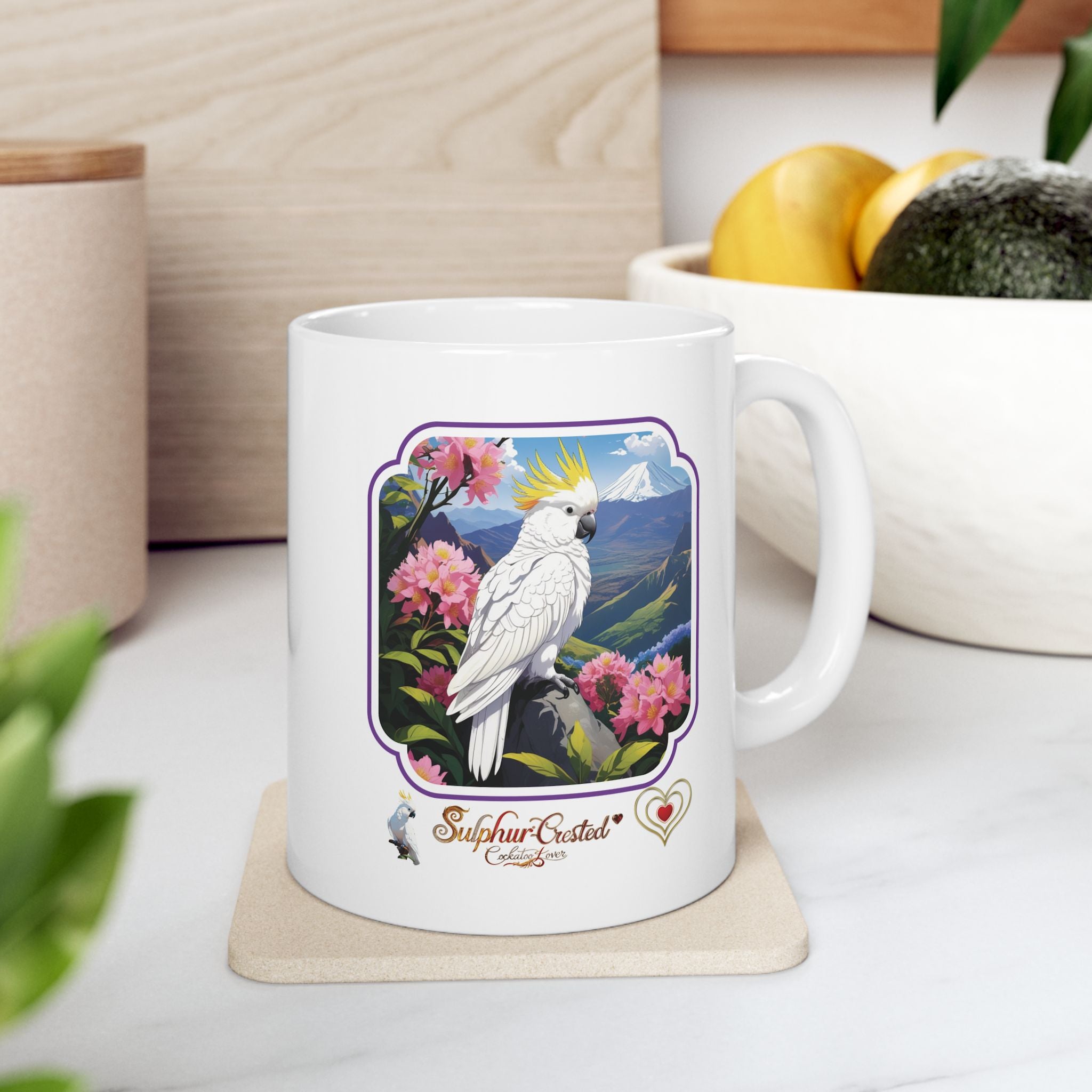 Sulphur-Crested Cockatoo Floral Mug