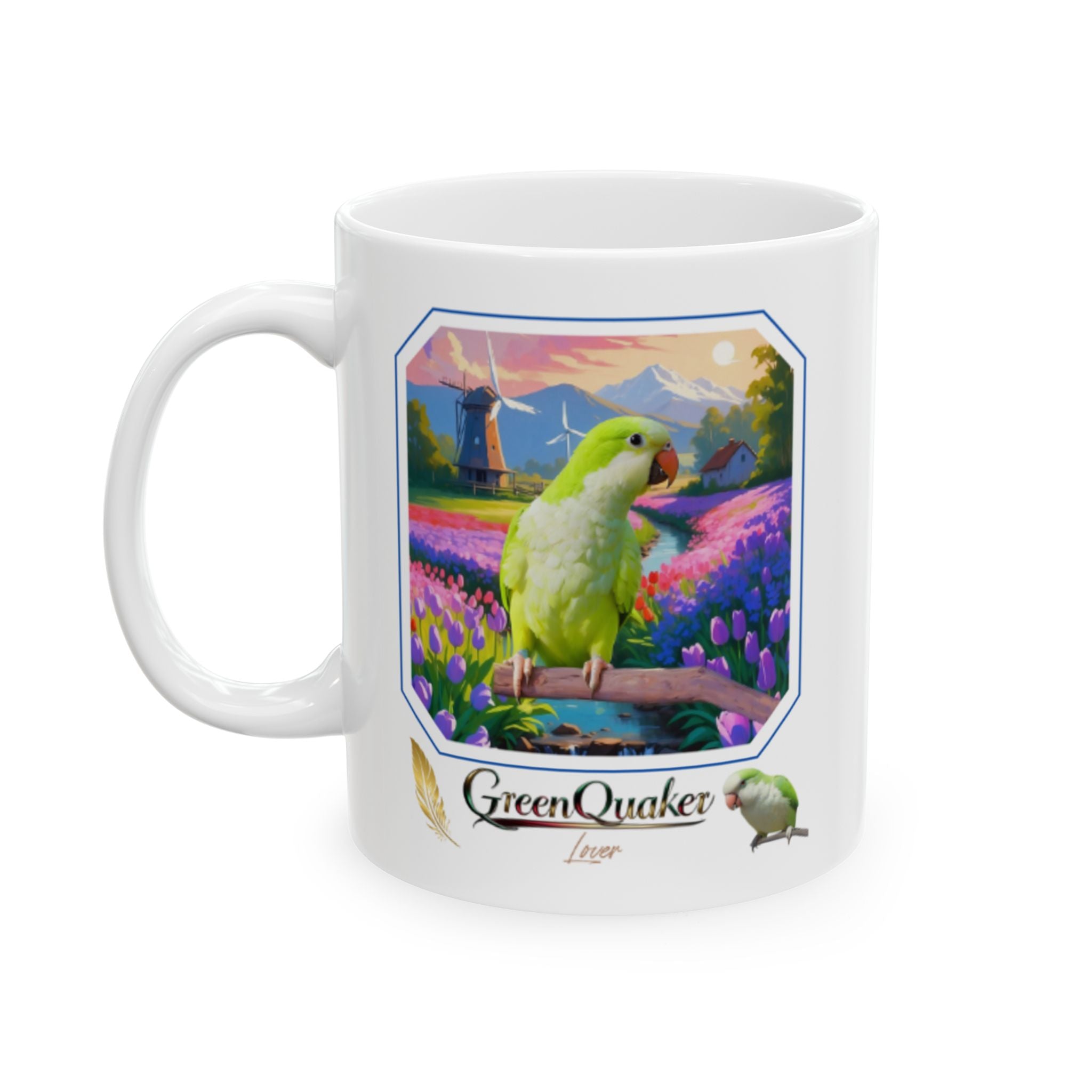 Green Quaker Floral Field Mug