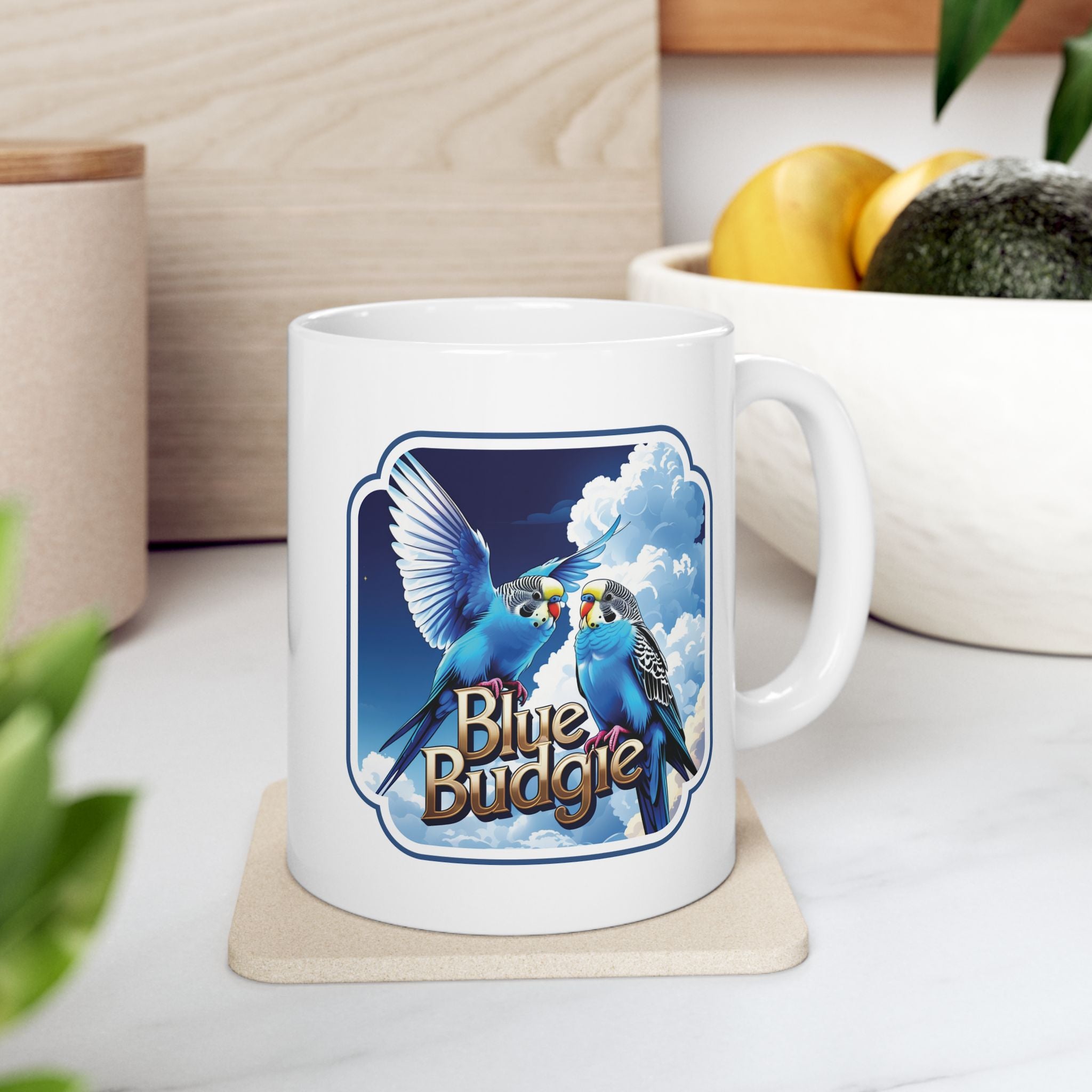 Flying Blue Budgie Sky Mug