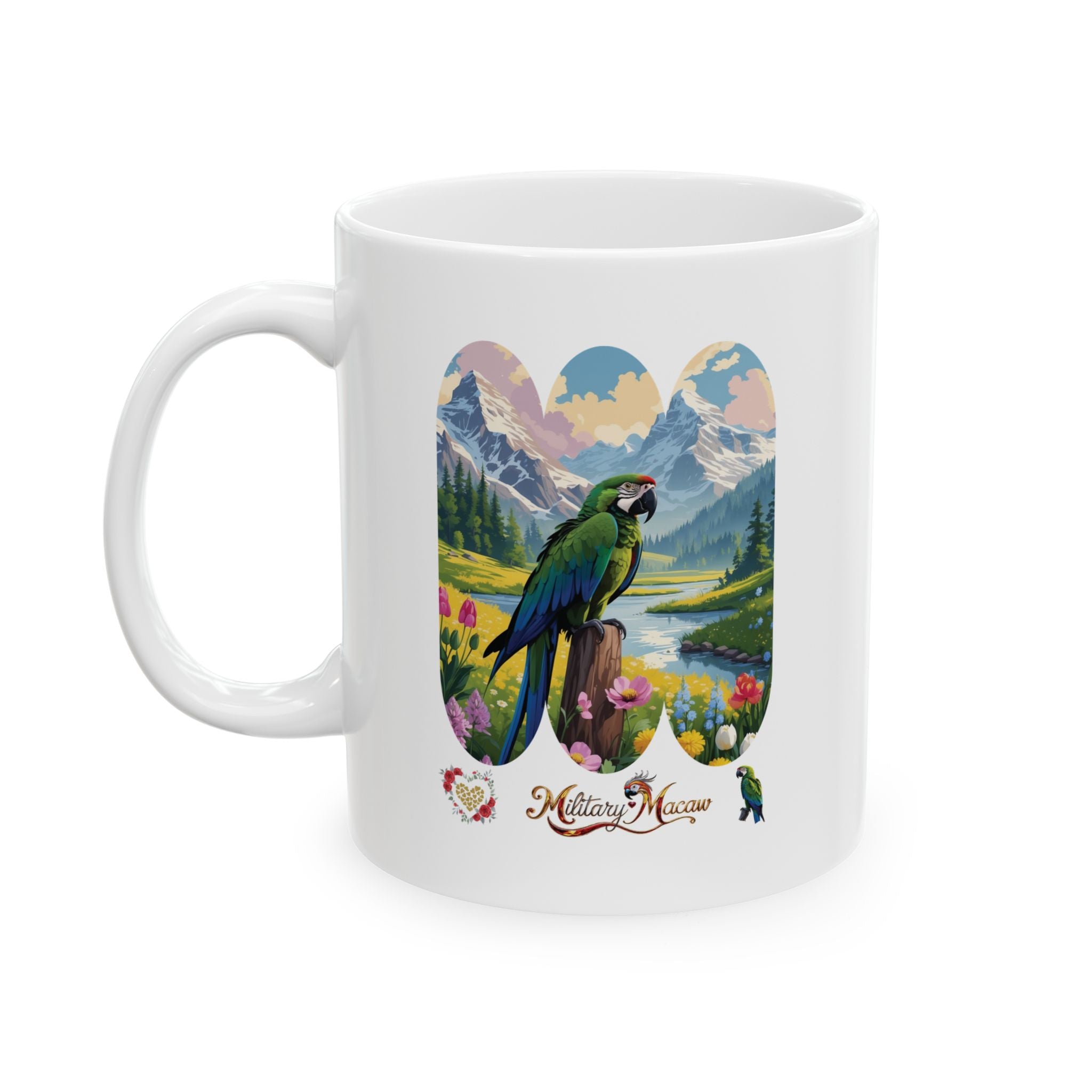 Military Macaw Floral Lake Mug