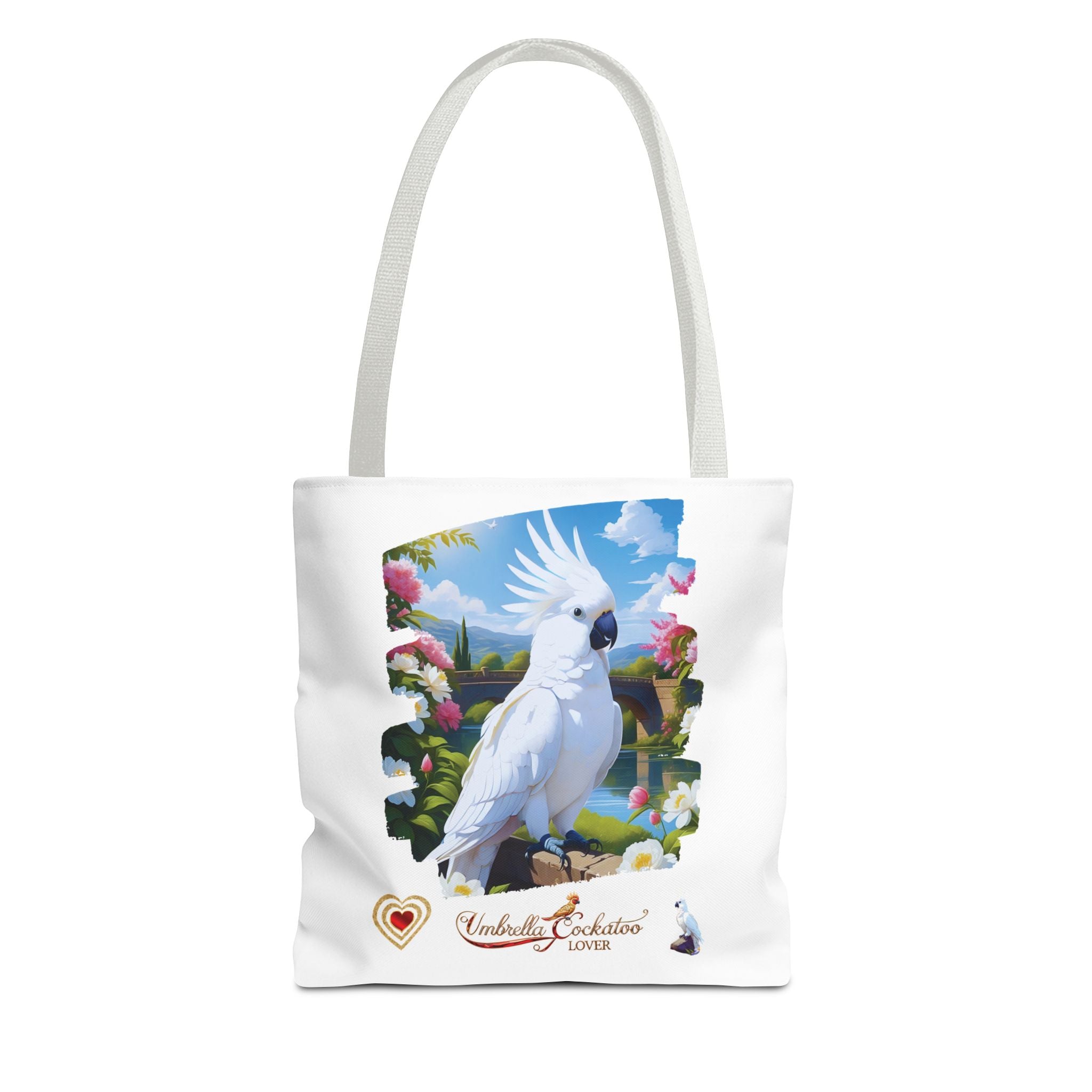 White Umbrella Cockatoo Lover Floral Tote Bag