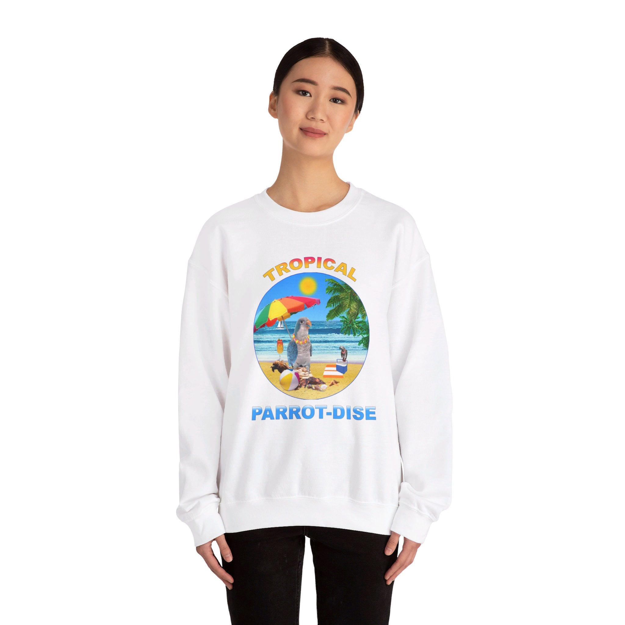 Tropical Parrot-Dise Blue Quaker Sweatshirt