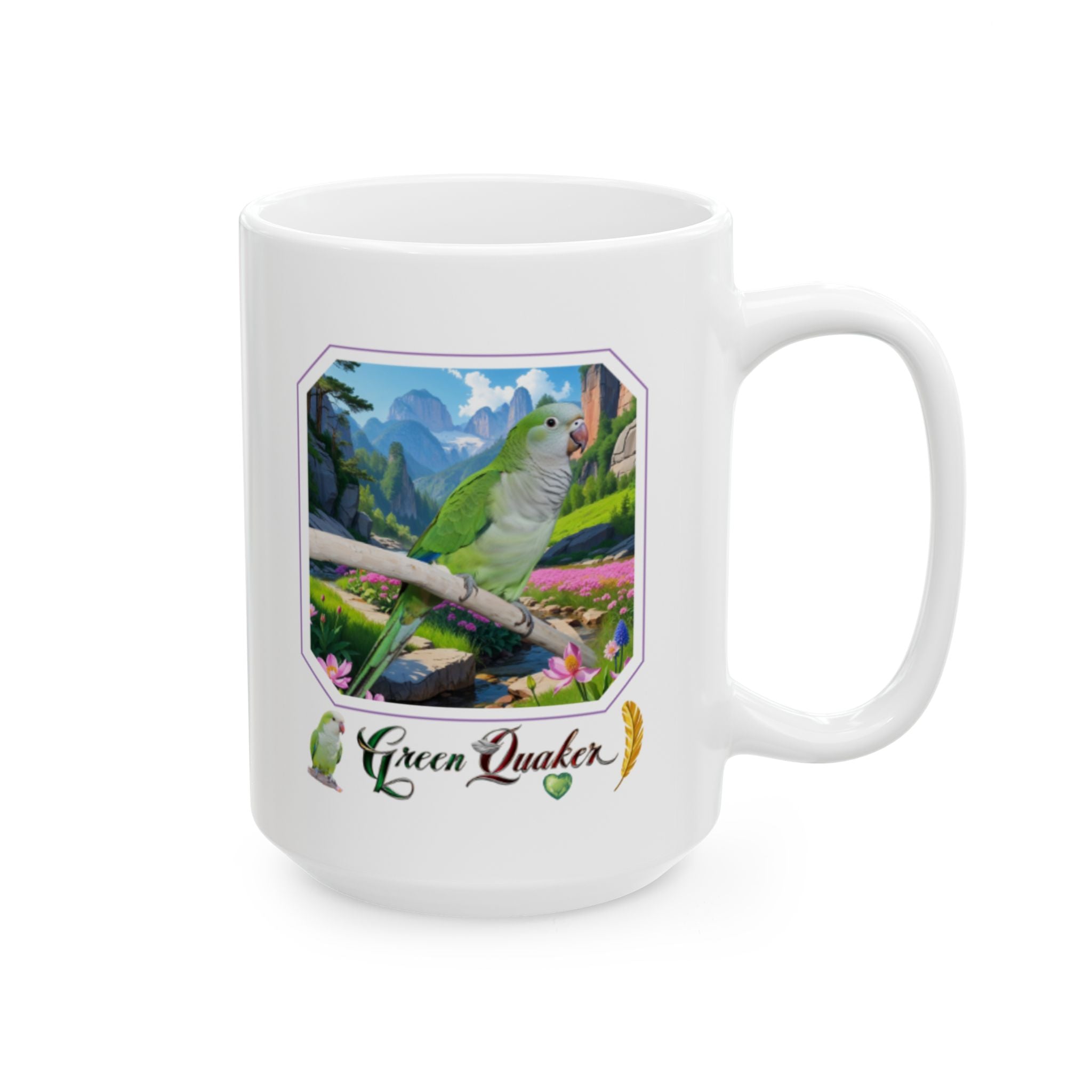 Green Quaker Floral Scenic Mug