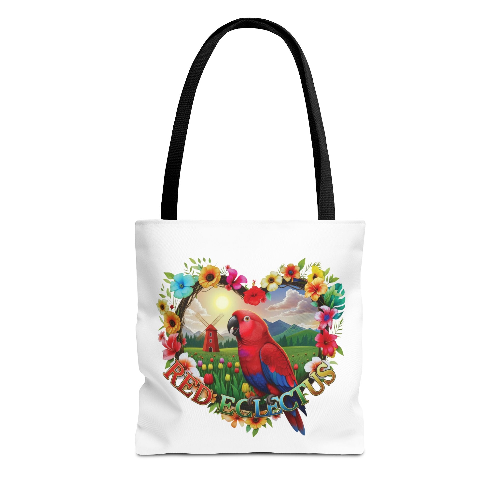 Red Eclectus Heart Design Tote Bag