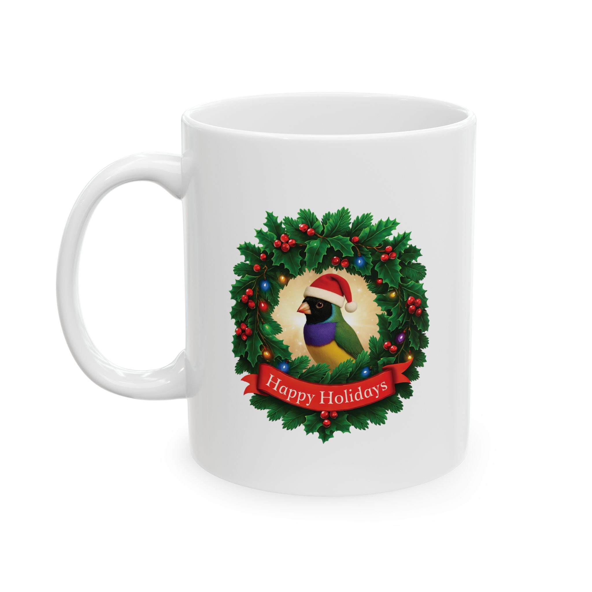 Happy Holidays Finch Mug