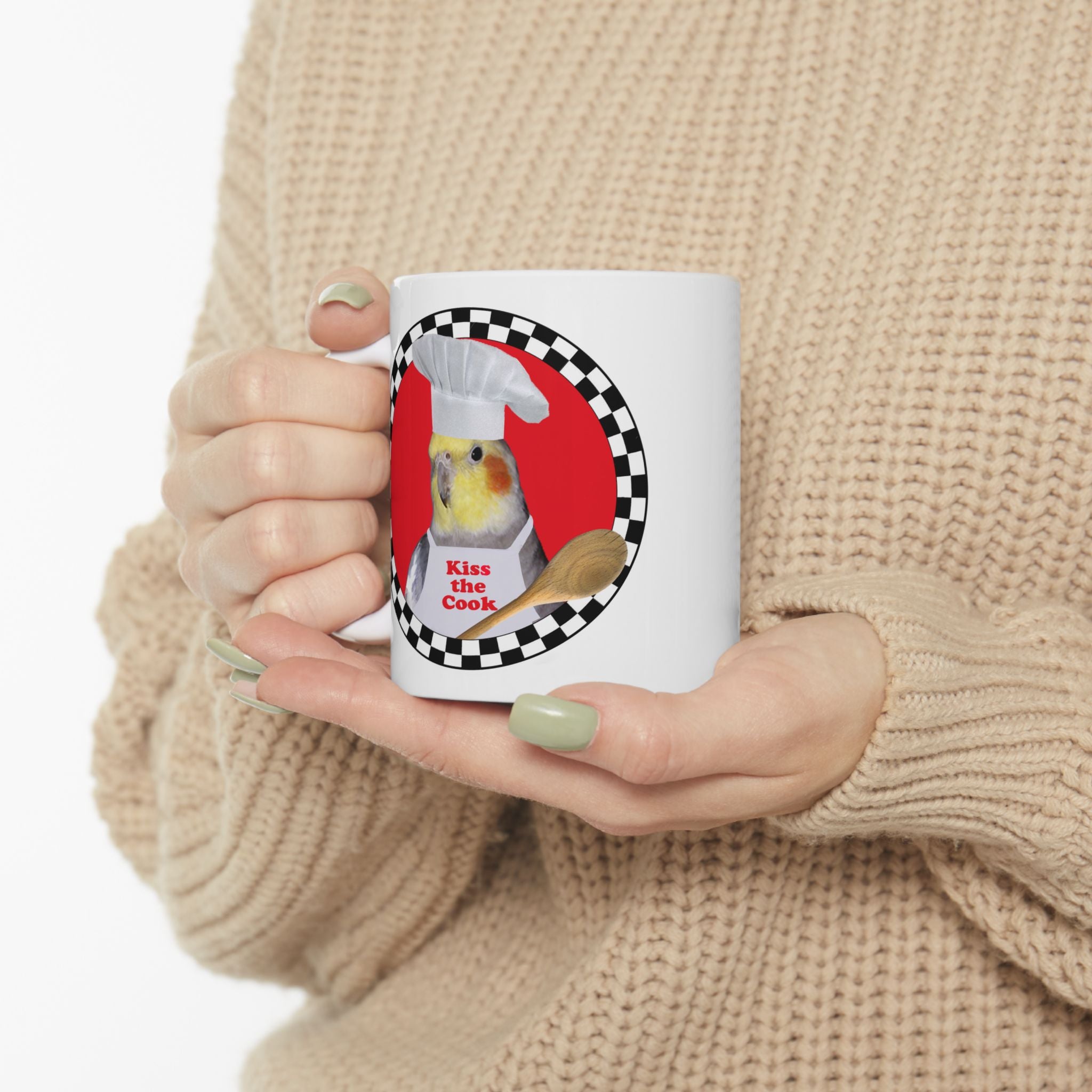 Kiss The Cook Spoon Cockatiel Mug