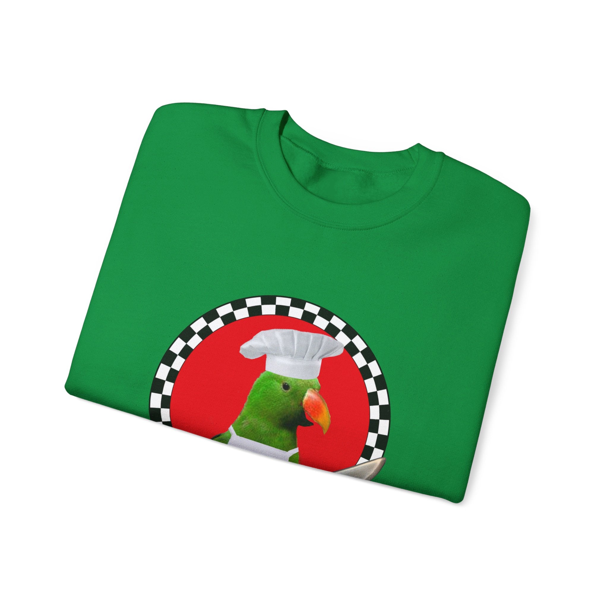 Kiss The Cook Green Eclectus Sweatshirt