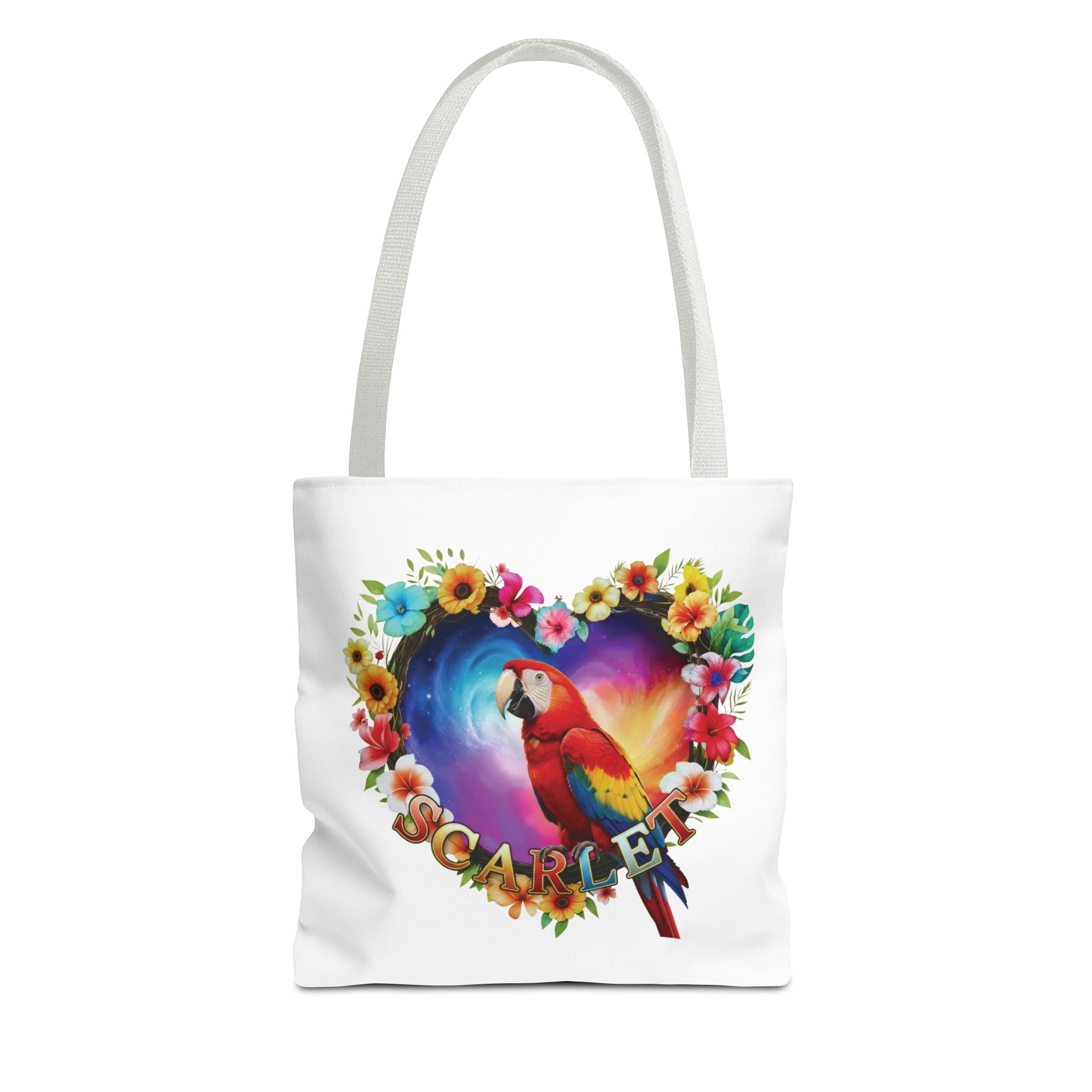 Scarlet Floral Parrot Tote Bag