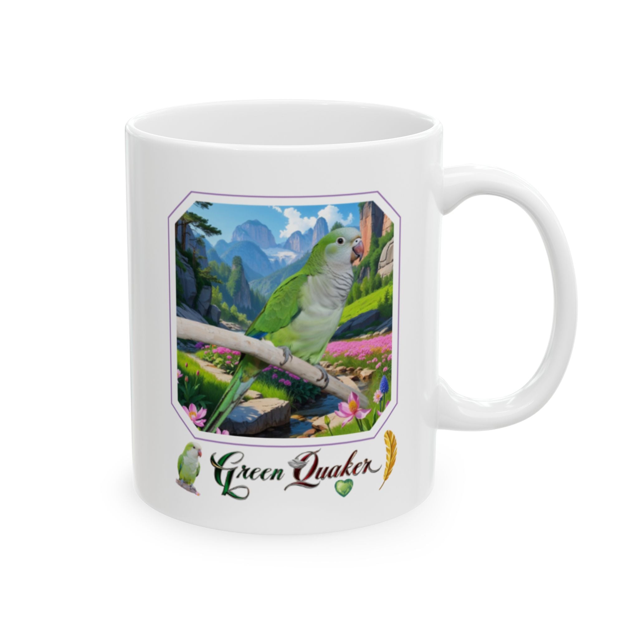 Green Quaker Floral Scenic Mug