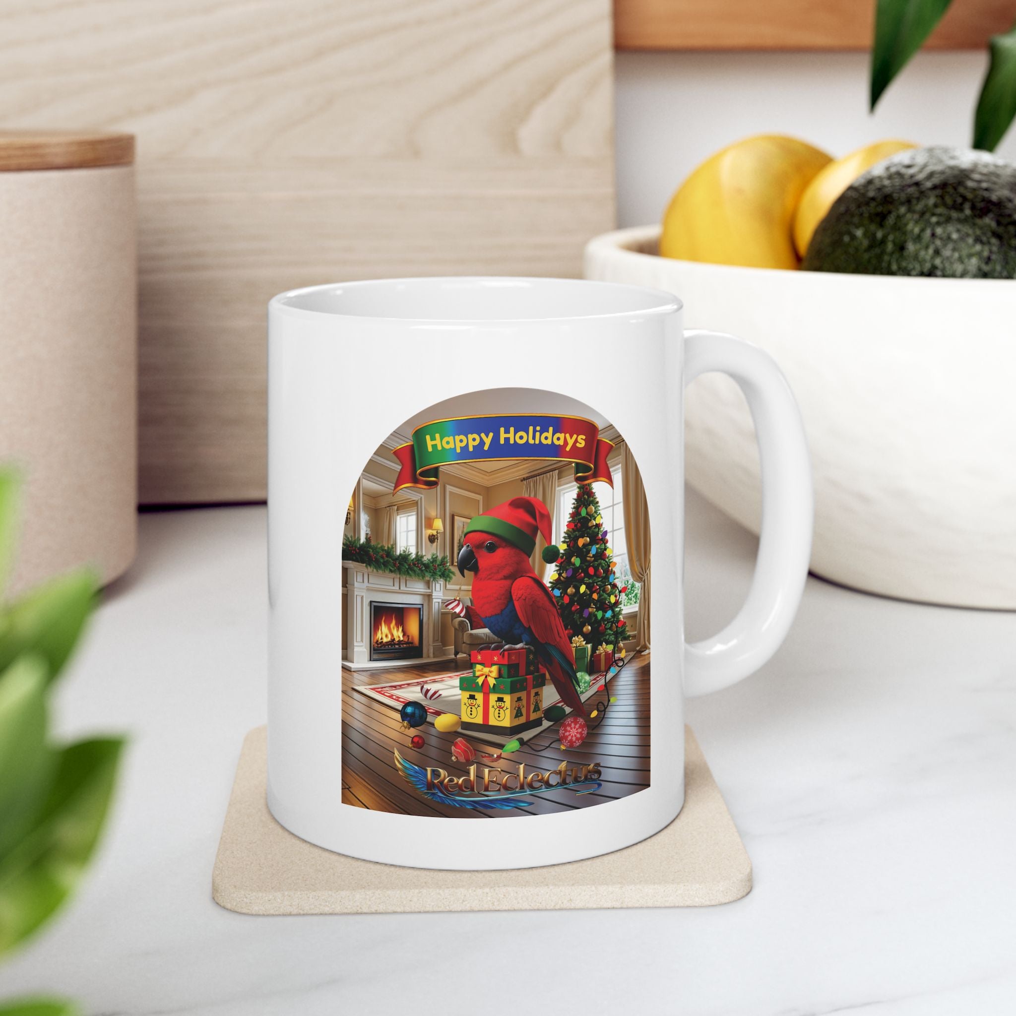 Happy Holidays Red Eclectus Mug