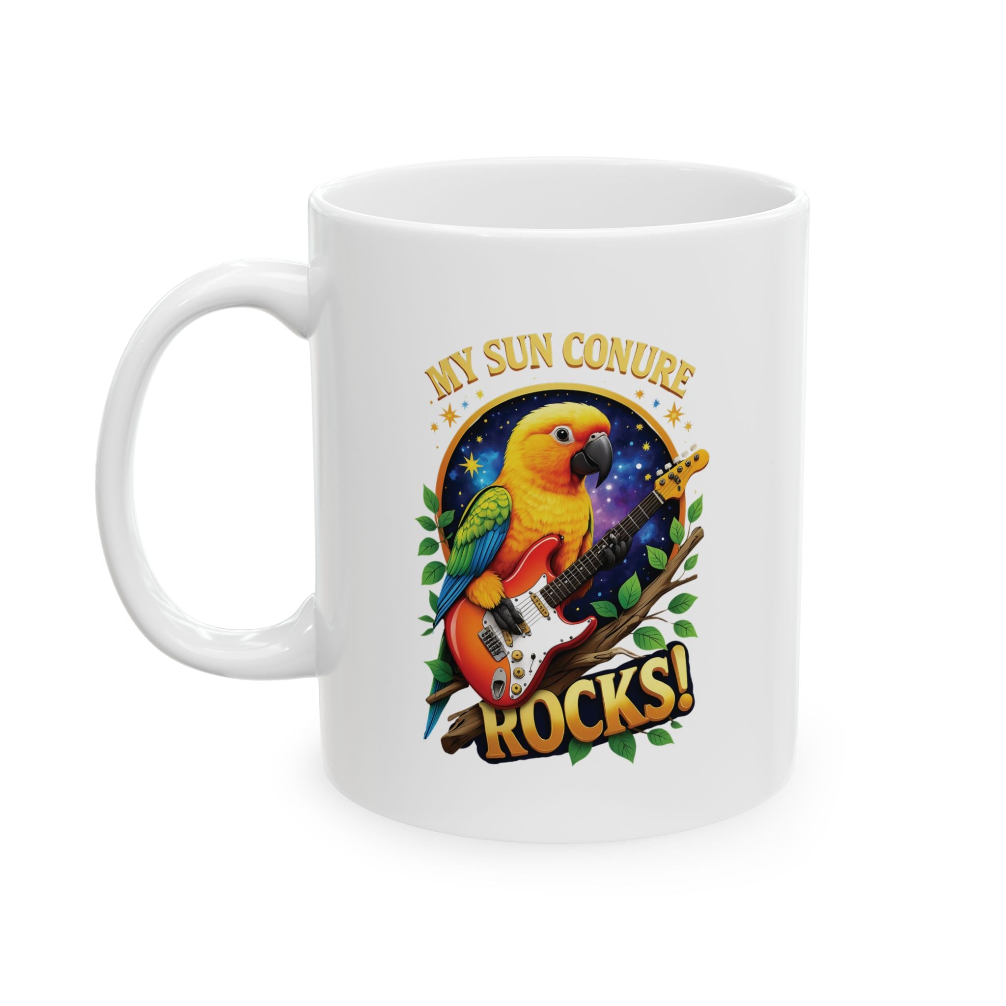 Sun Conure Rocks Music Mug