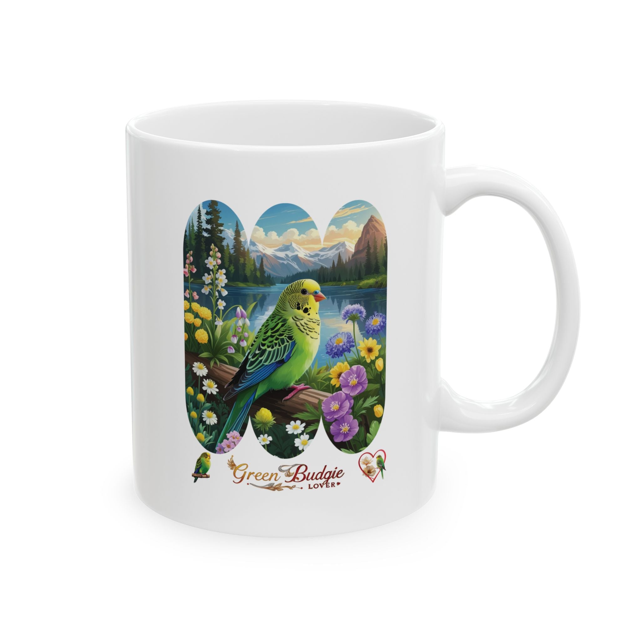 Green Budgie Lover Lake Mug