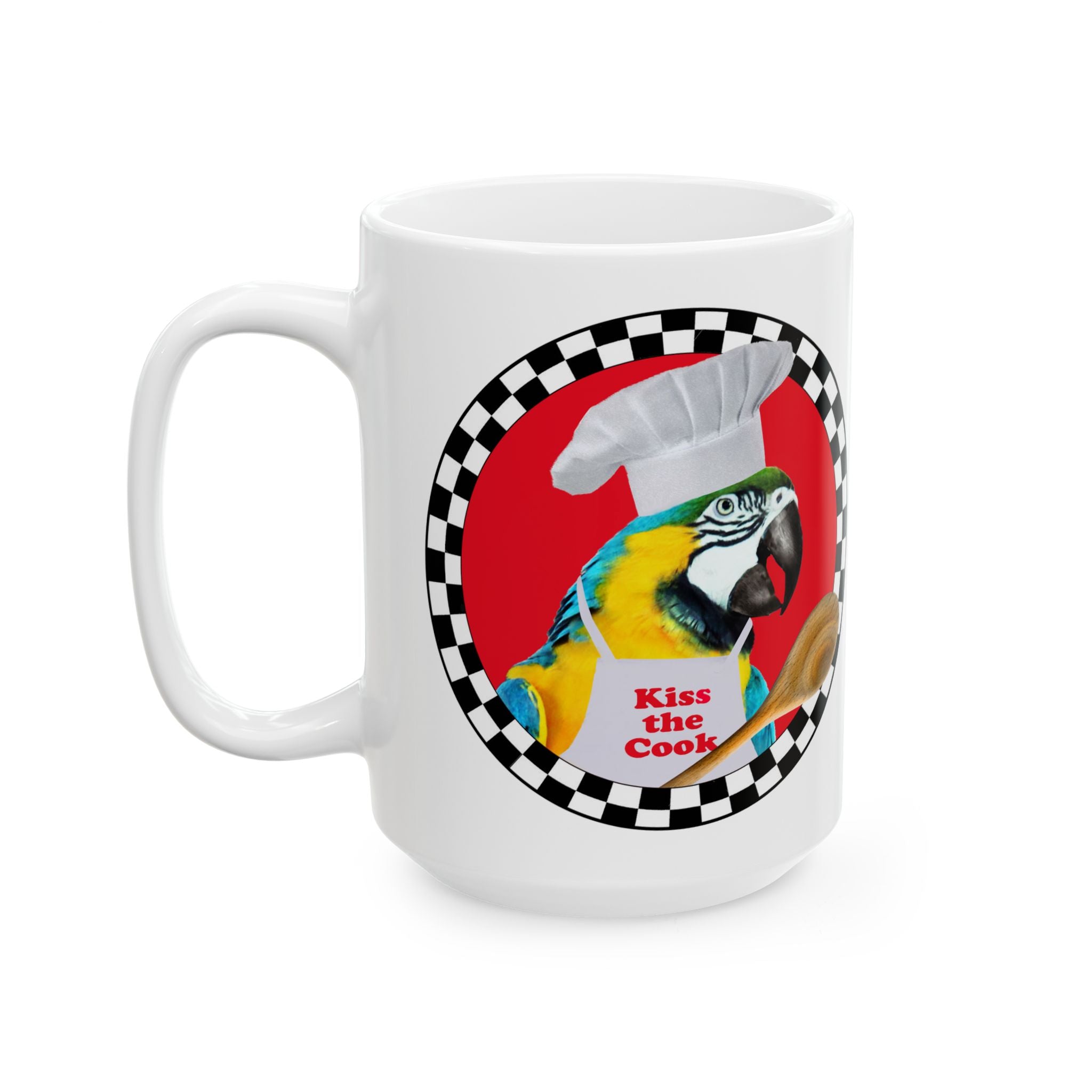 Kiss The Cook Spoon Blue And Gold Mug