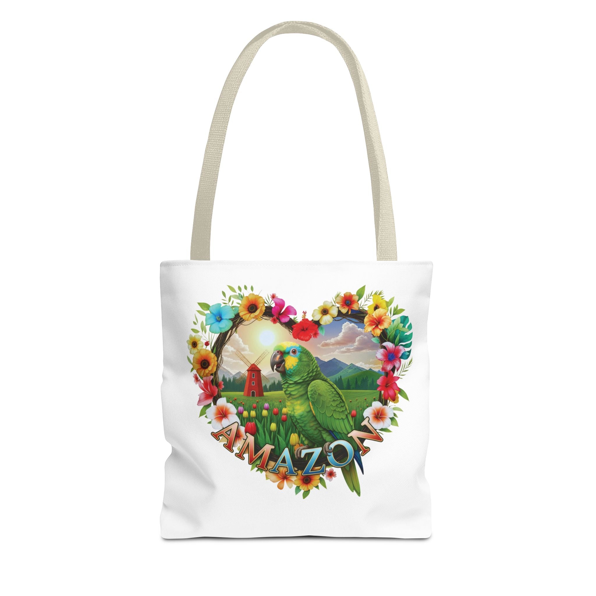 Floral Amazon Parrot Tote Bag