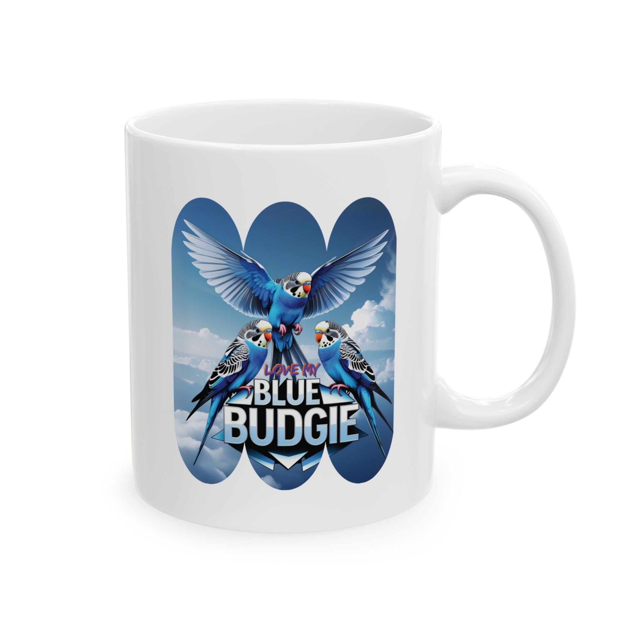 Love My Blue Budgie Flying Mug