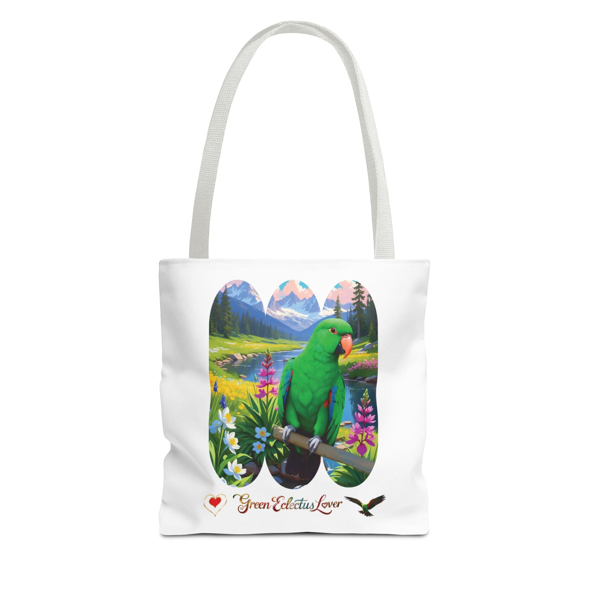 Green Ecletus Lover Lake Scenic Tote Bag