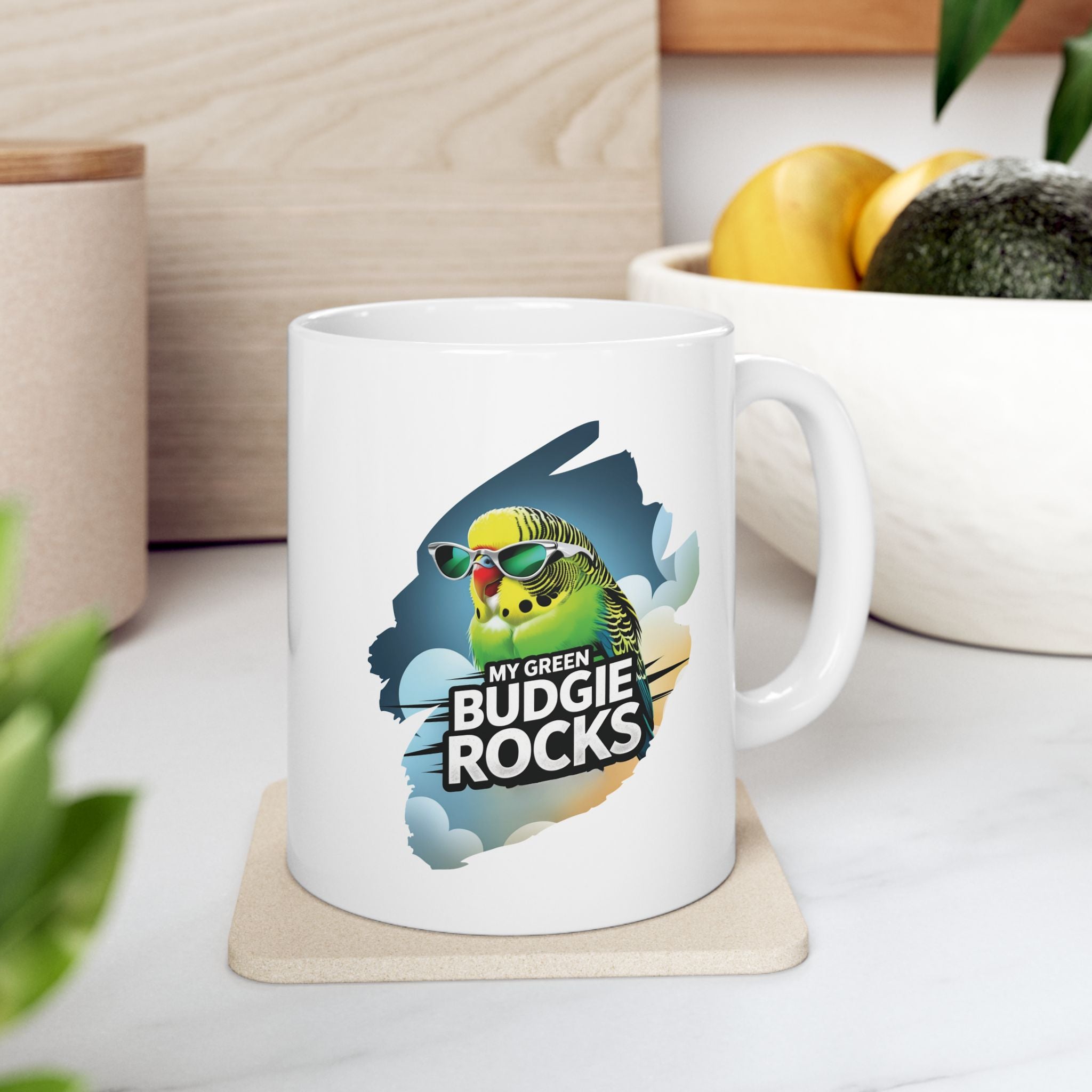 Green Budgie Mug