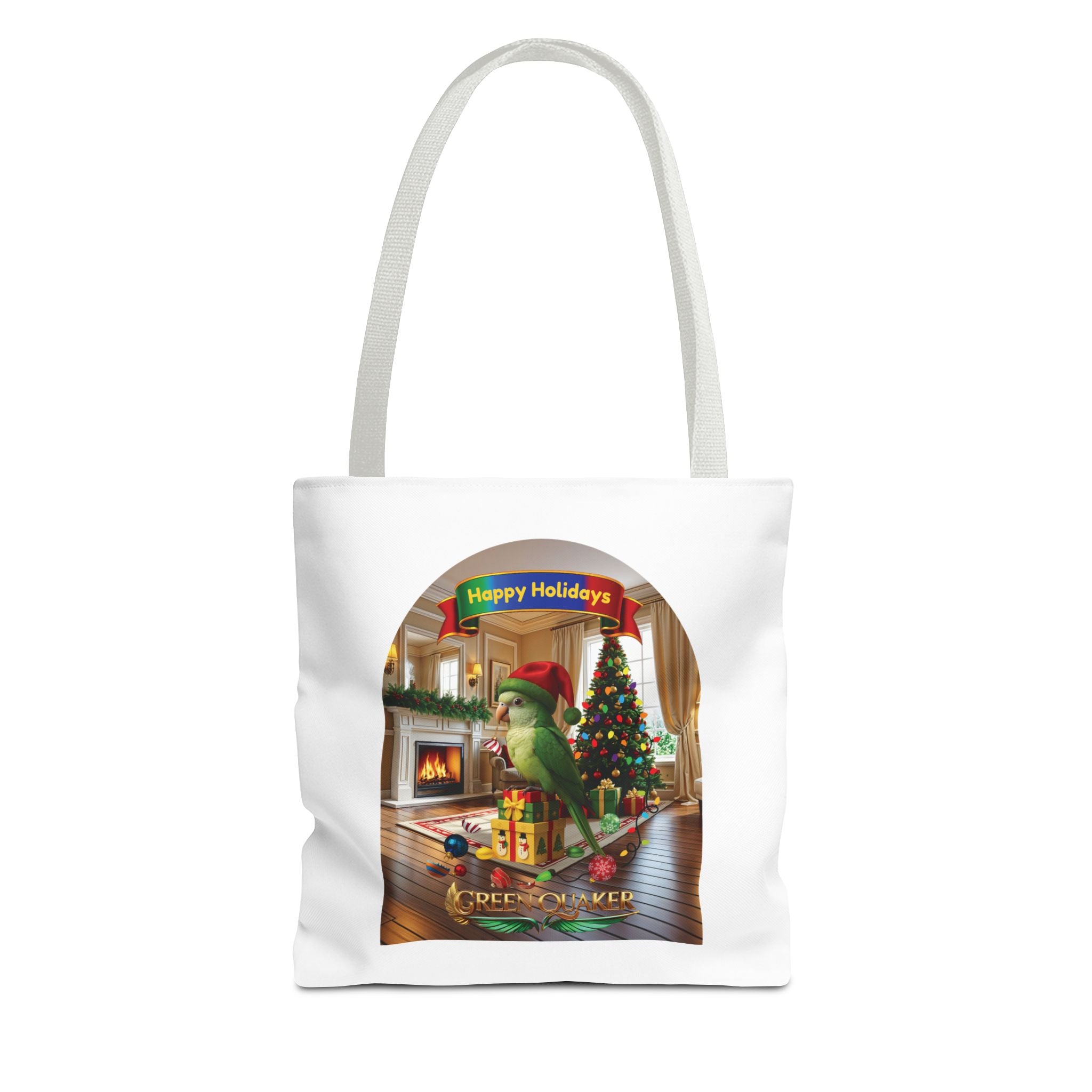 Happy Holidays Green Quaker Tote Bag