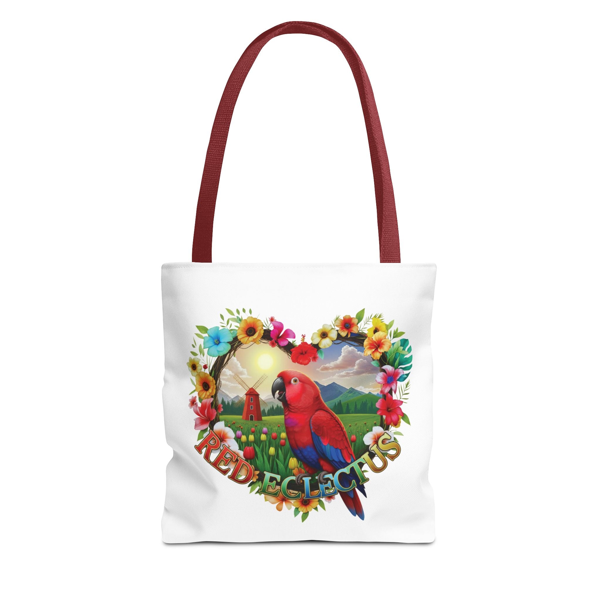 Red Eclectus Heart Design Tote Bag