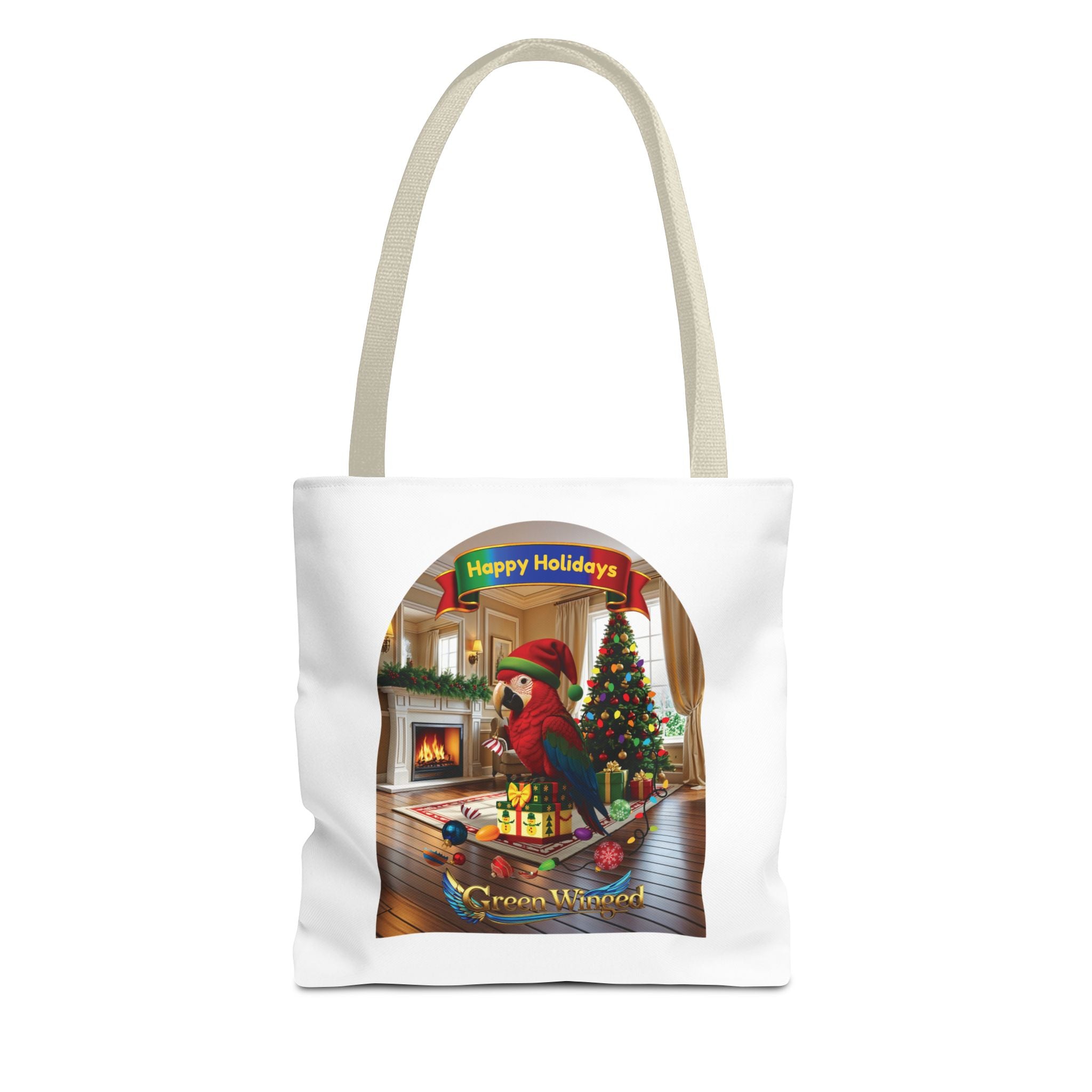 Happy Holidays Green Winged Tote Bag