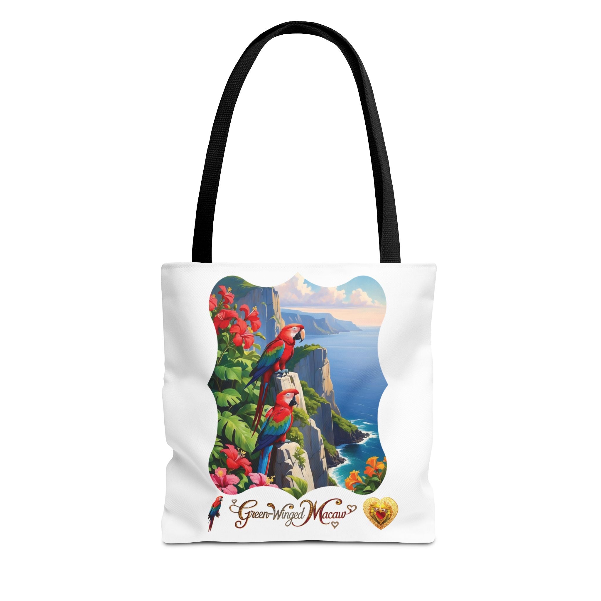 Green Winged Macaw Mountain Lake Tote Bag