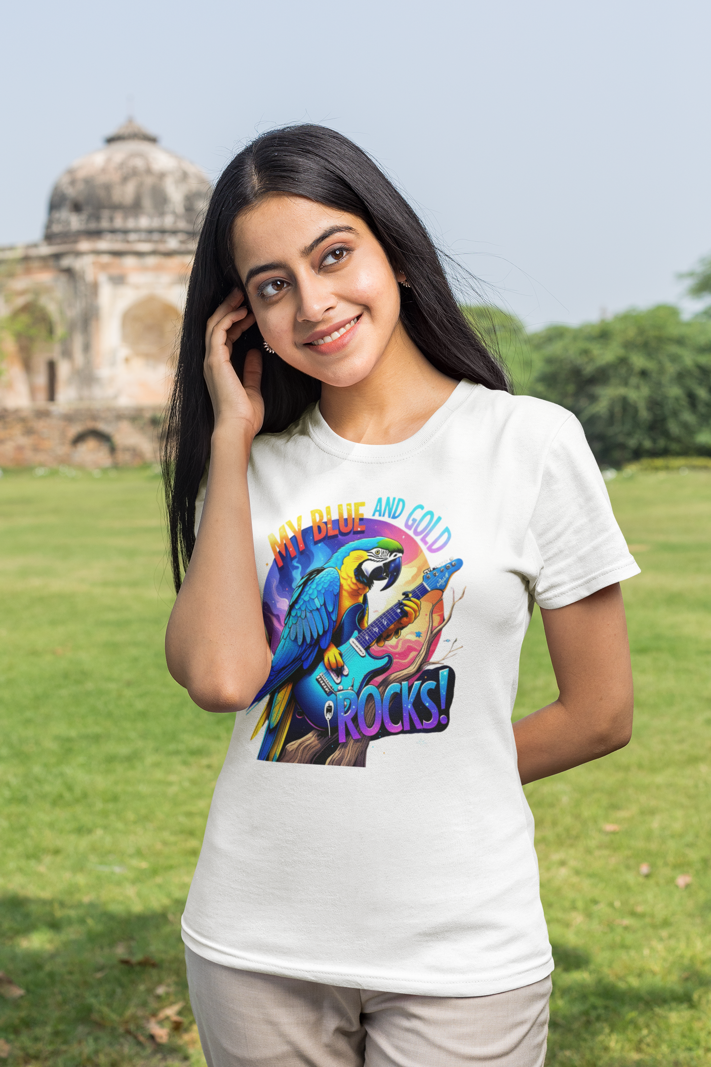 Blue & Gold Macaw Rock Cotton Tee