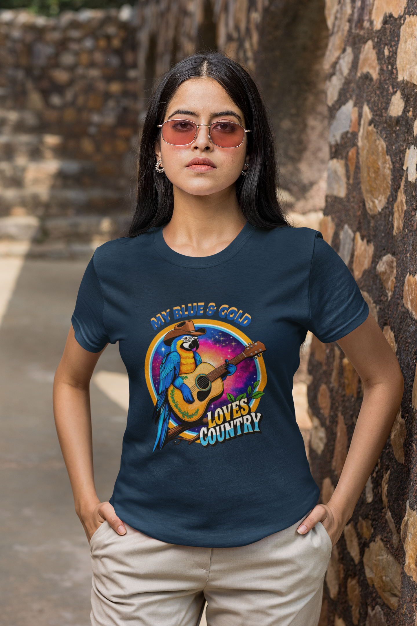 Blue & Gold Macaw Loves Country Tee