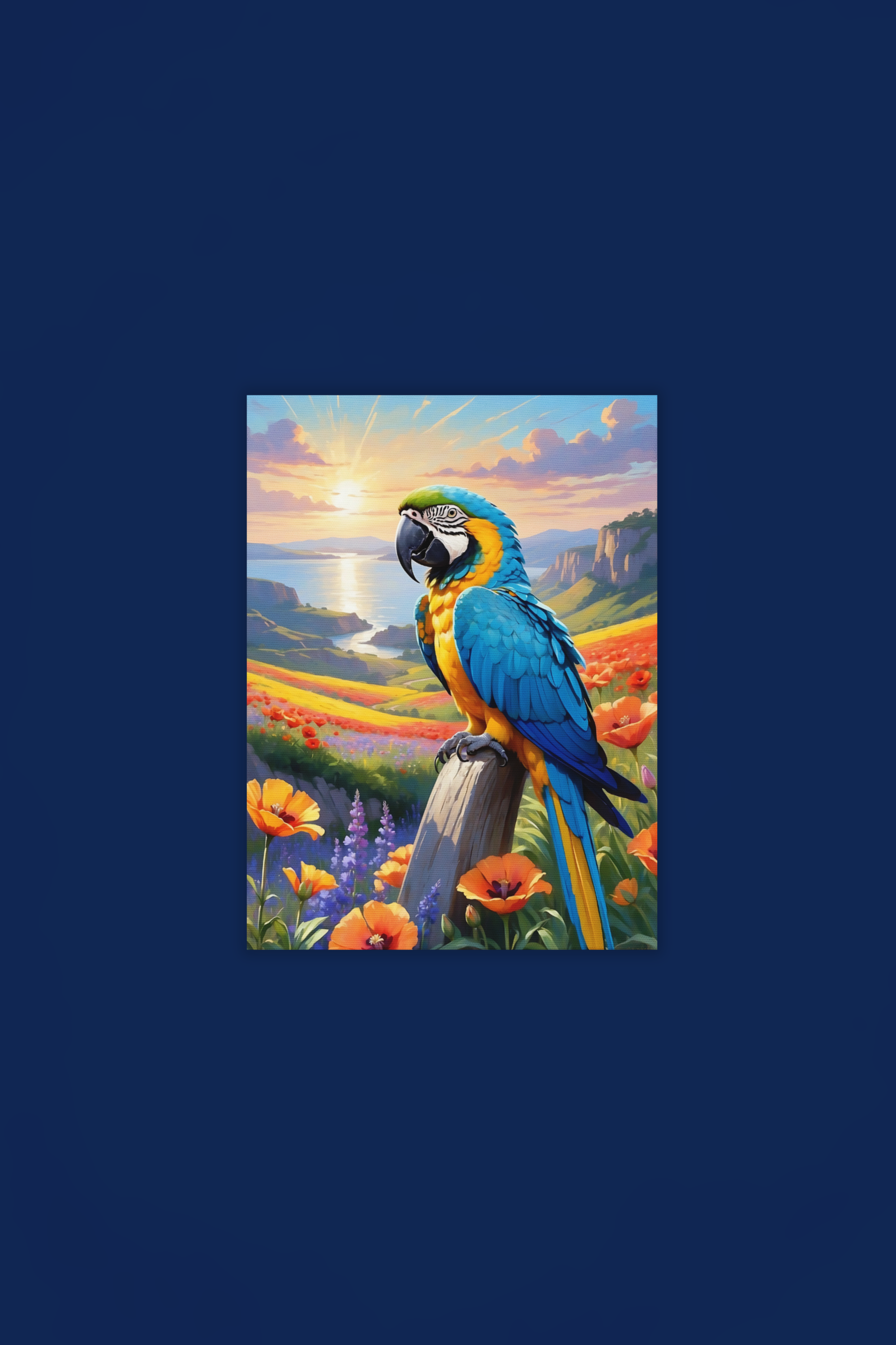 Blue & Gold Macaw Floral Wall-Hanging