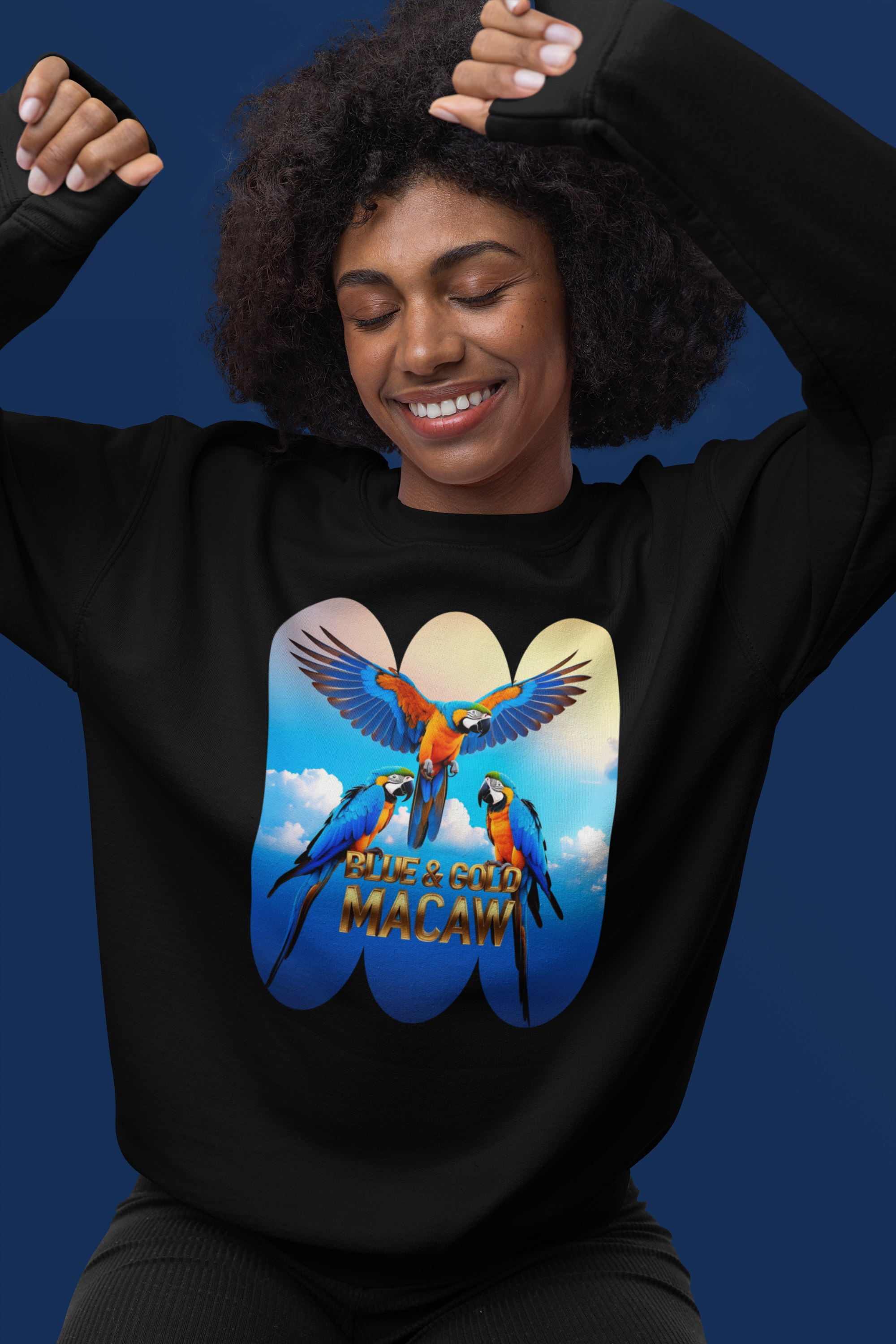 Flying Blue & Gold Macaw Sweatshirt