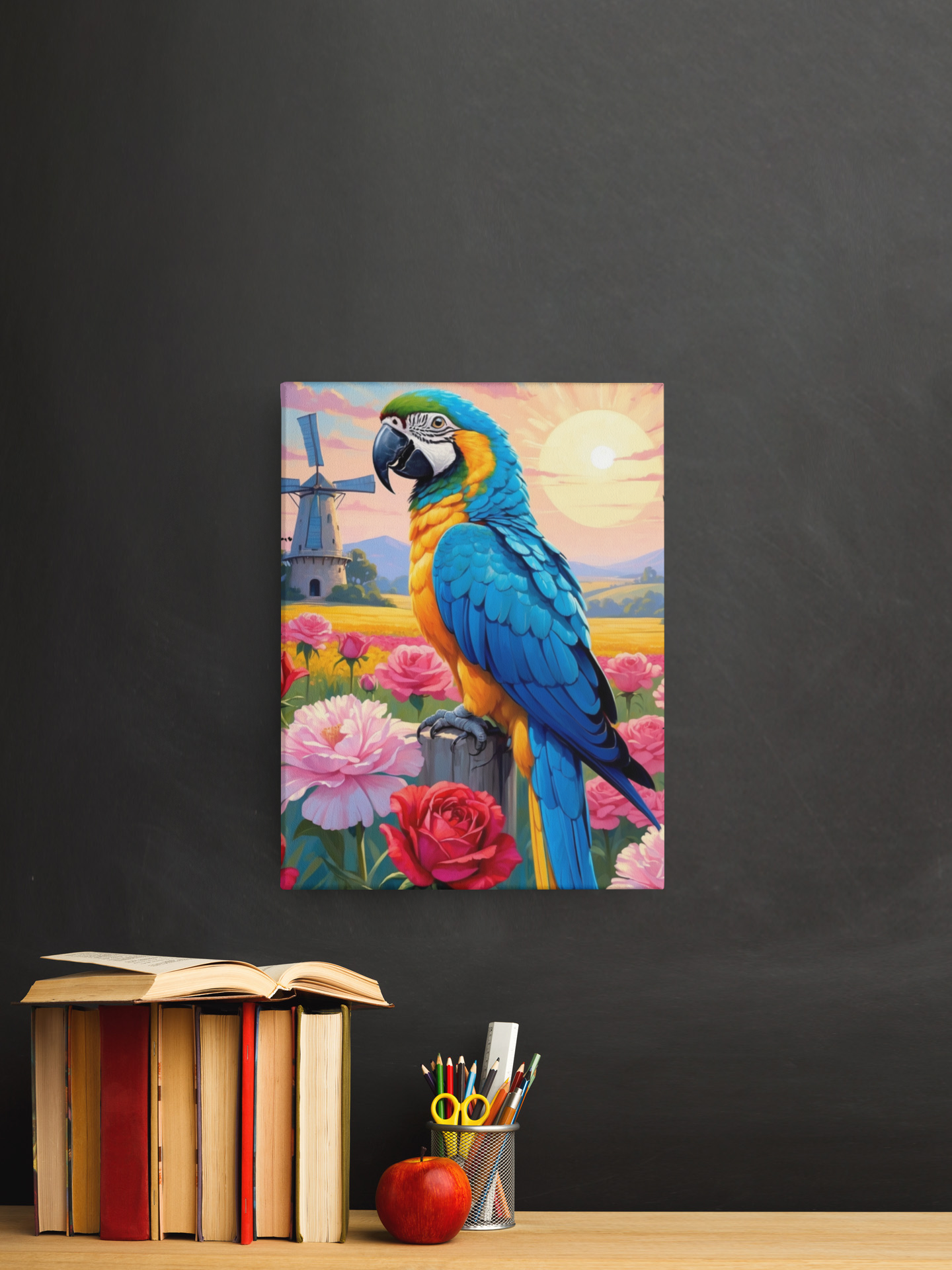 Blue & Gold Macaw Floral Wall-Hanging
