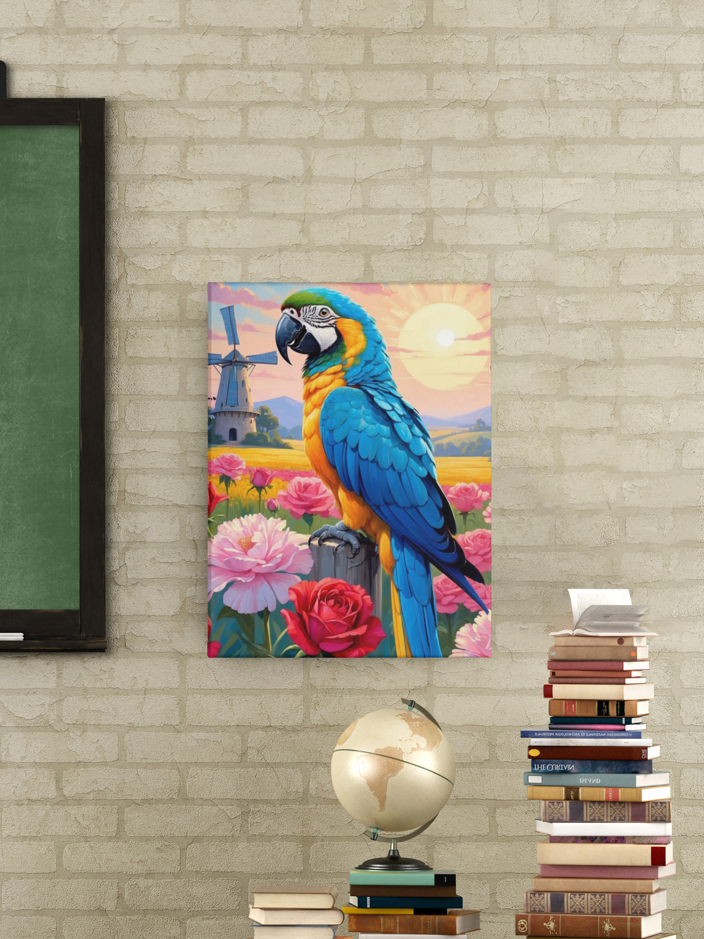 Blue & Gold Macaw Floral Wall-Hanging