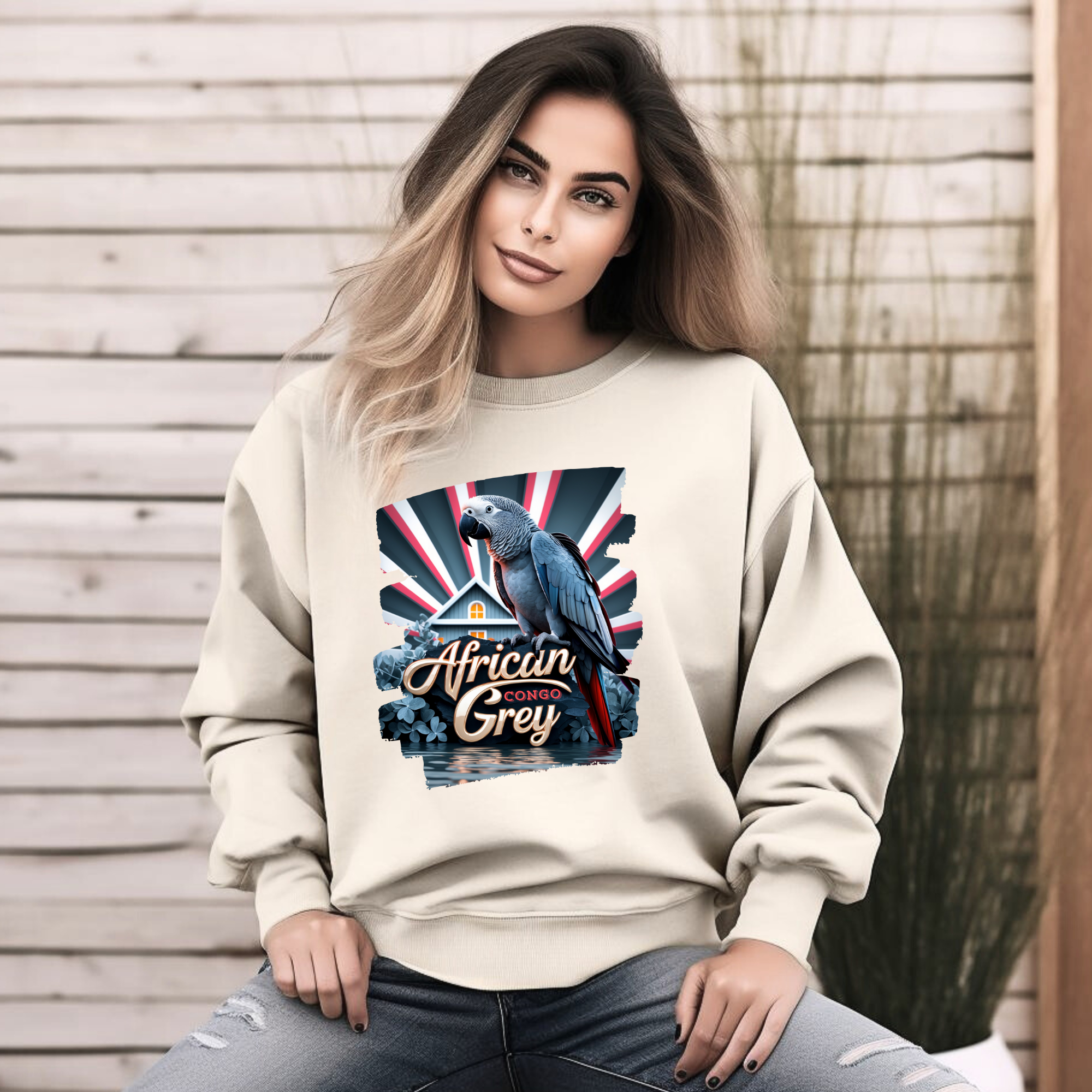 African Grey Congo Parrot Sweatshirt
