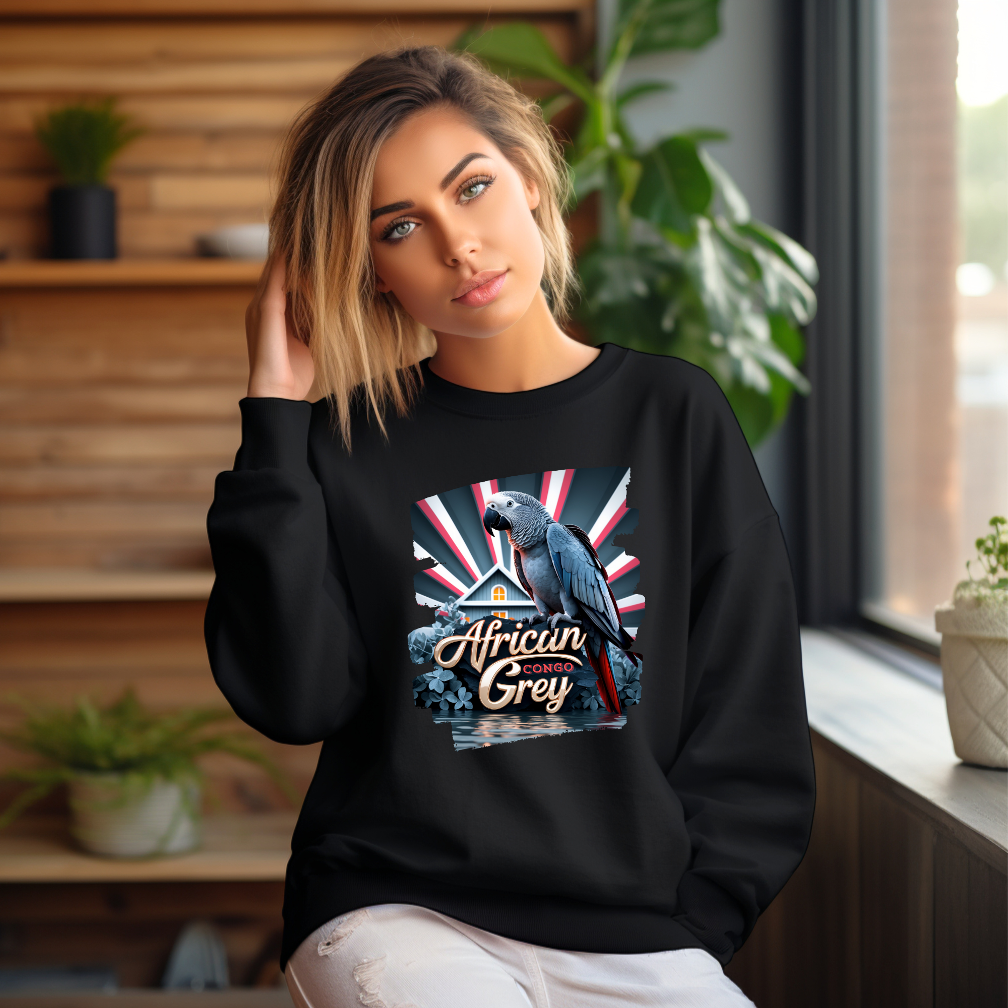 African Grey Congo Parrot Sweatshirt