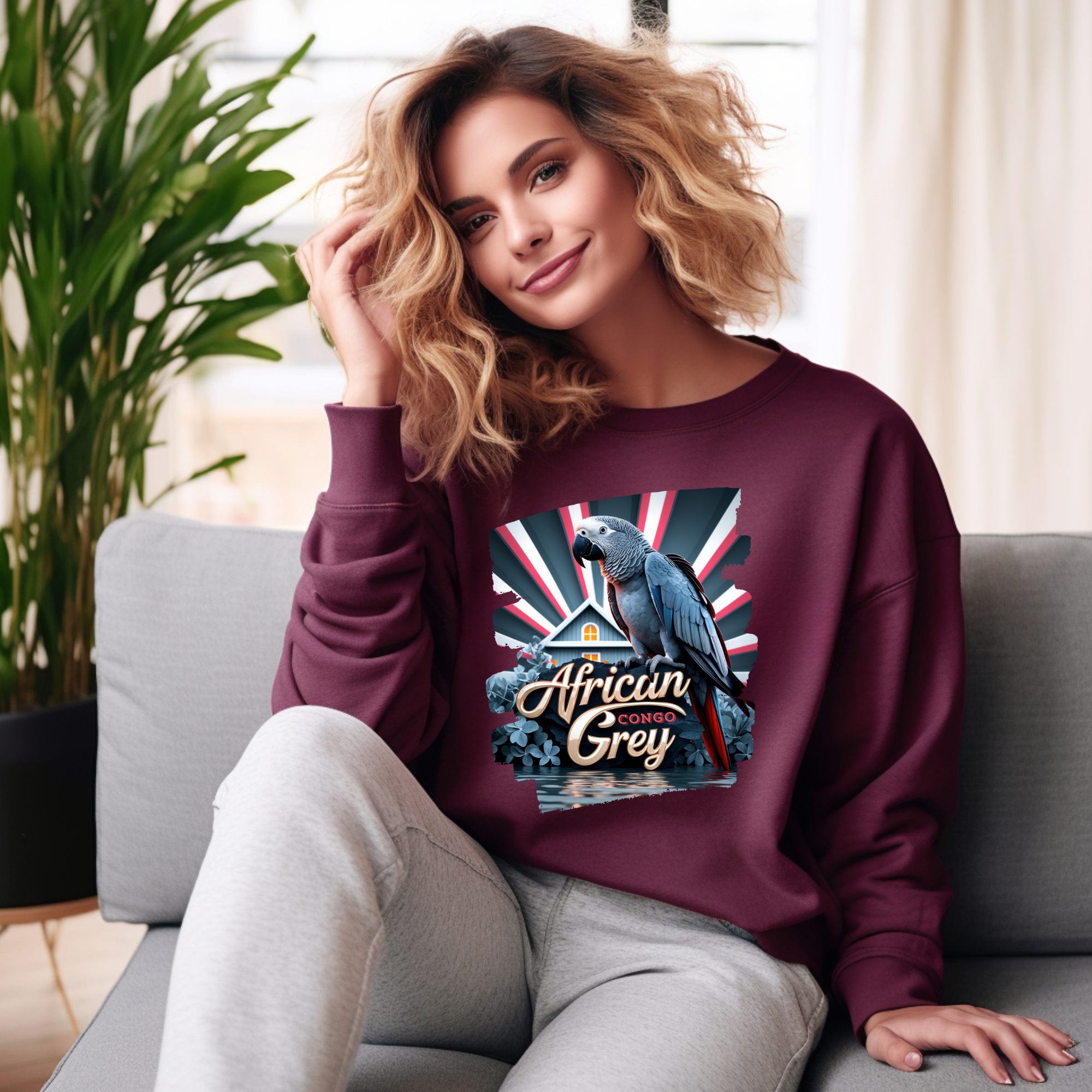 African Grey Congo Parrot Sweatshirt