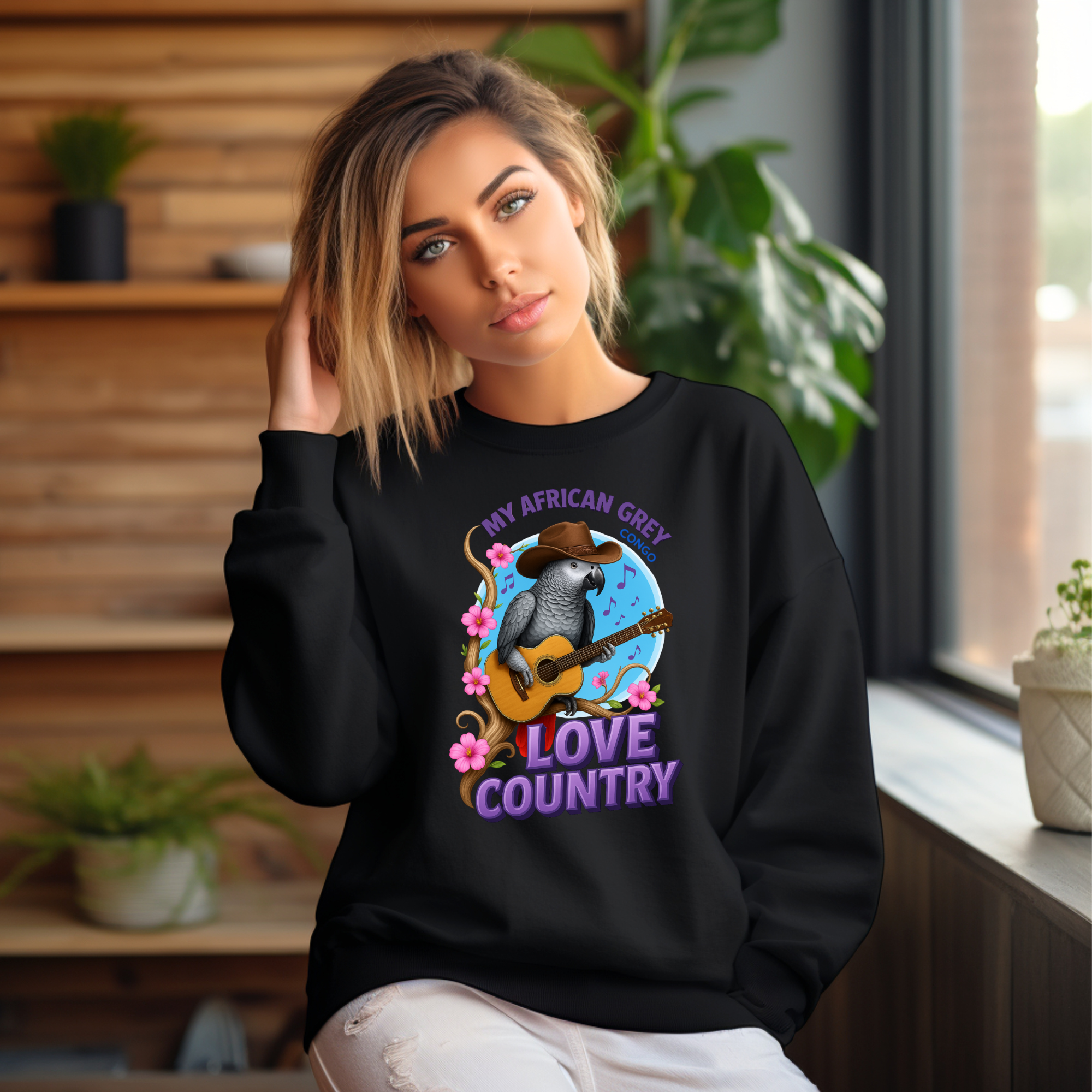 African Grey Congo Love Country Sweatshirt
