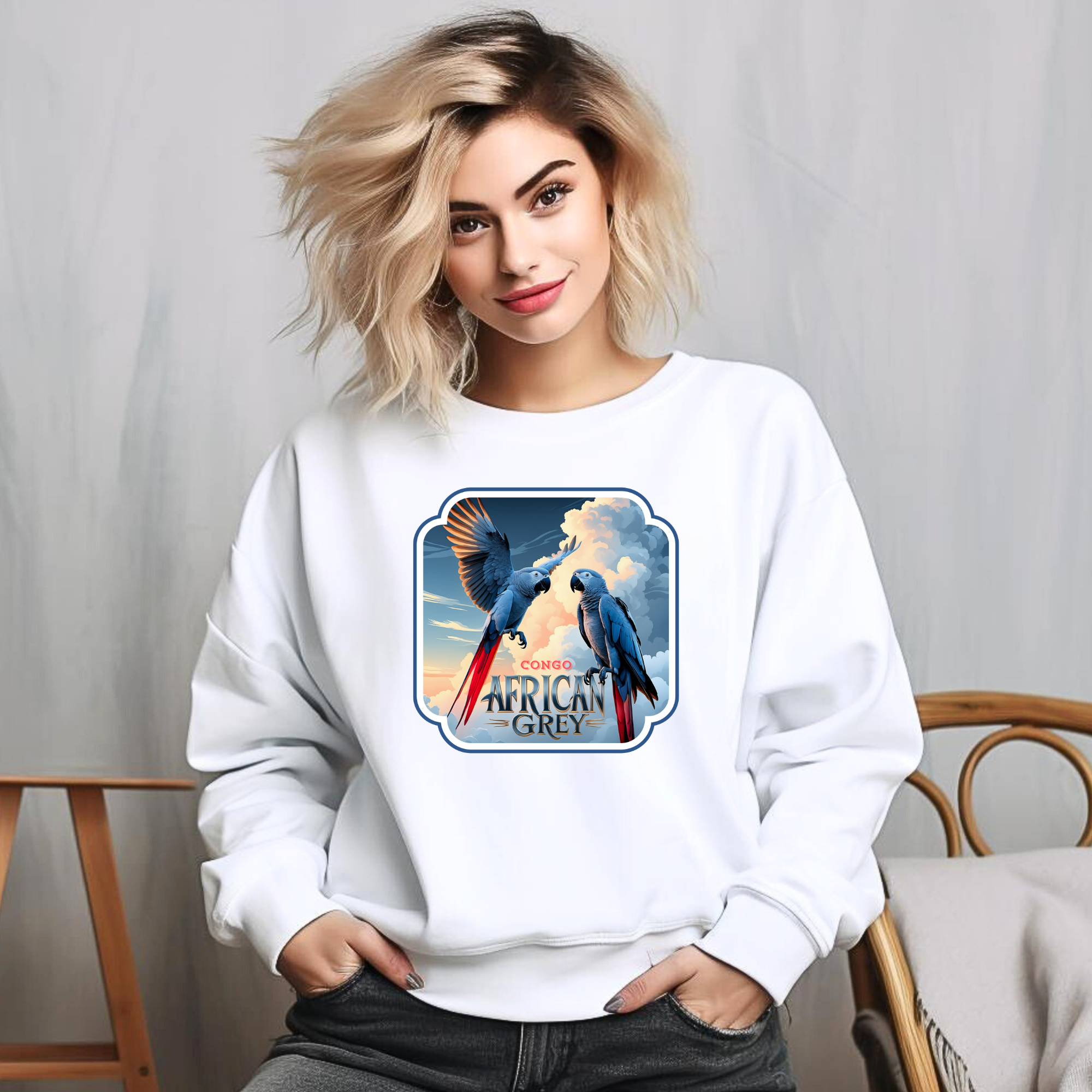 African Grey Congo Parrot Sweatshirt