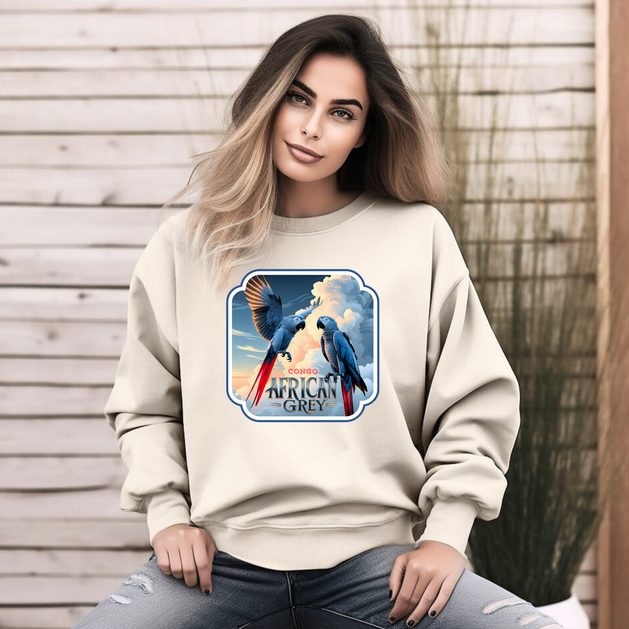 African Grey Congo Parrot Sweatshirt