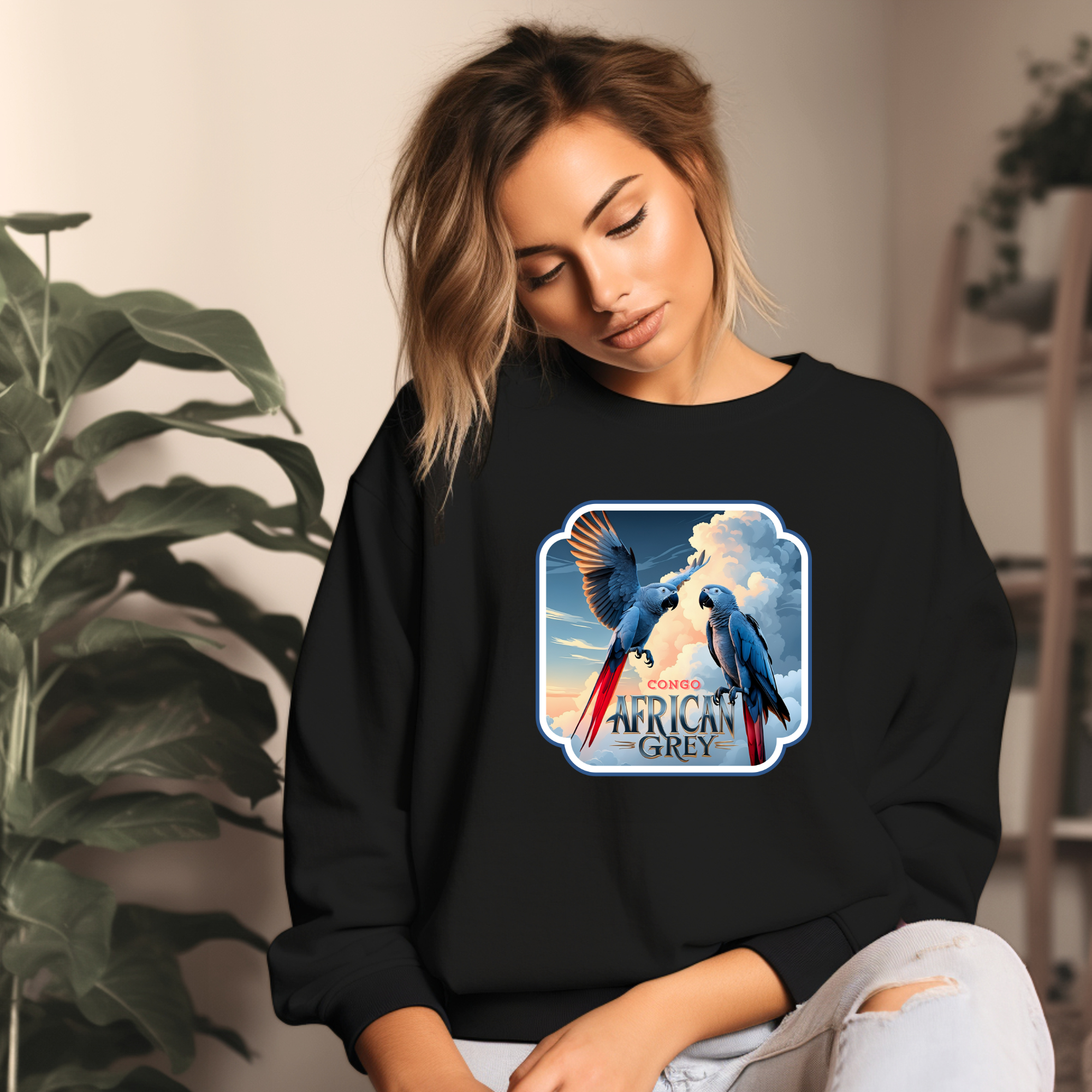 African Grey Congo Parrot Sweatshirt