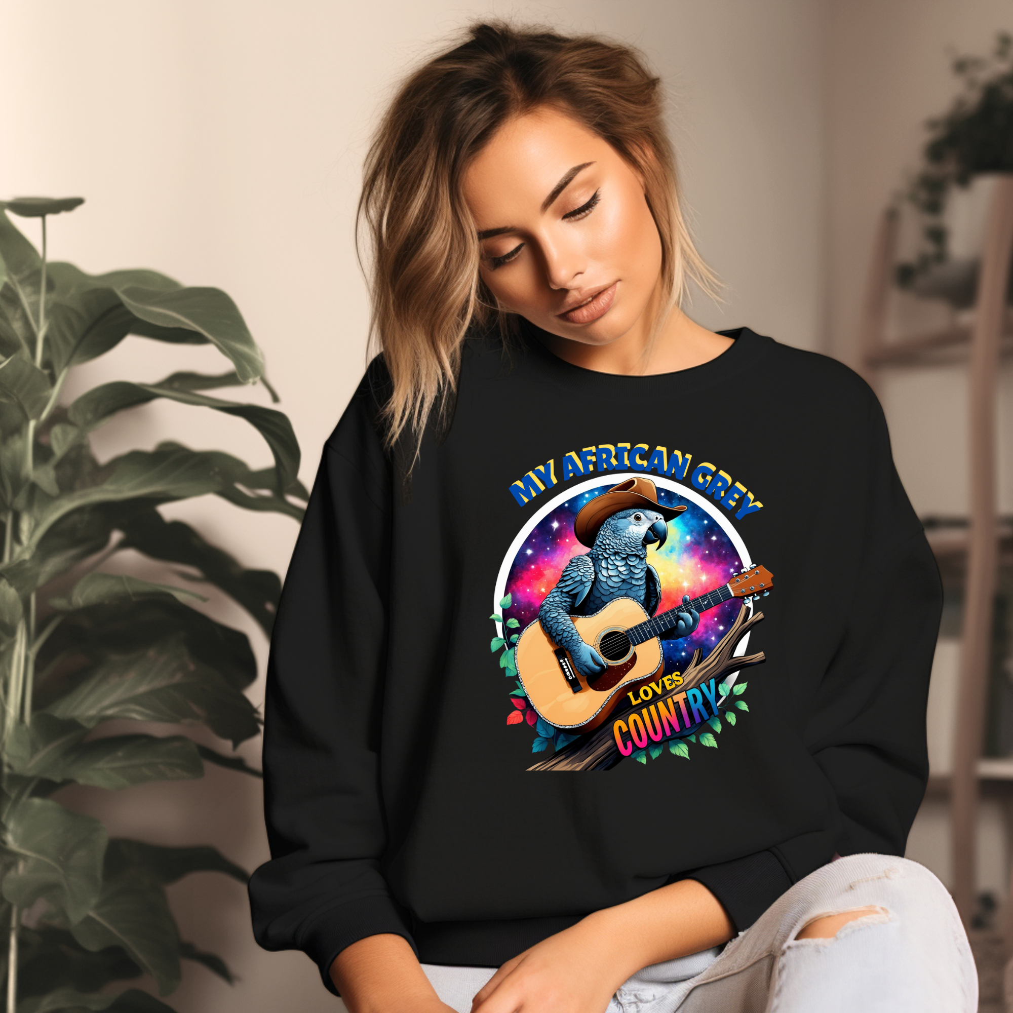 African Grey Congo Loves Country Sweatshirt