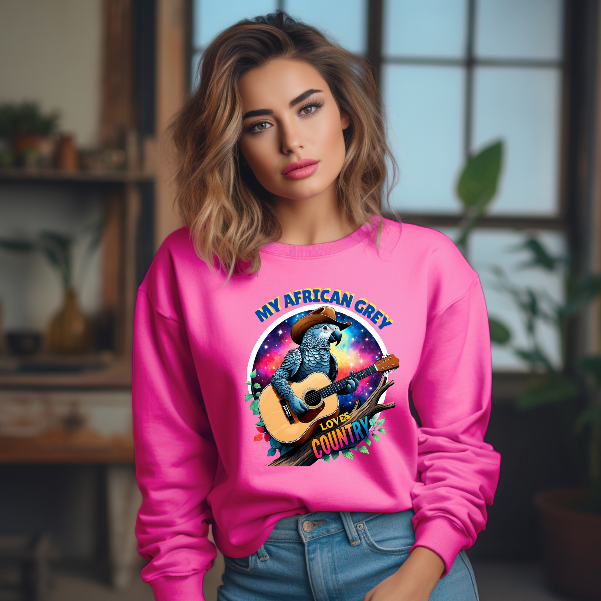 African Grey Congo Loves Country Sweatshirt