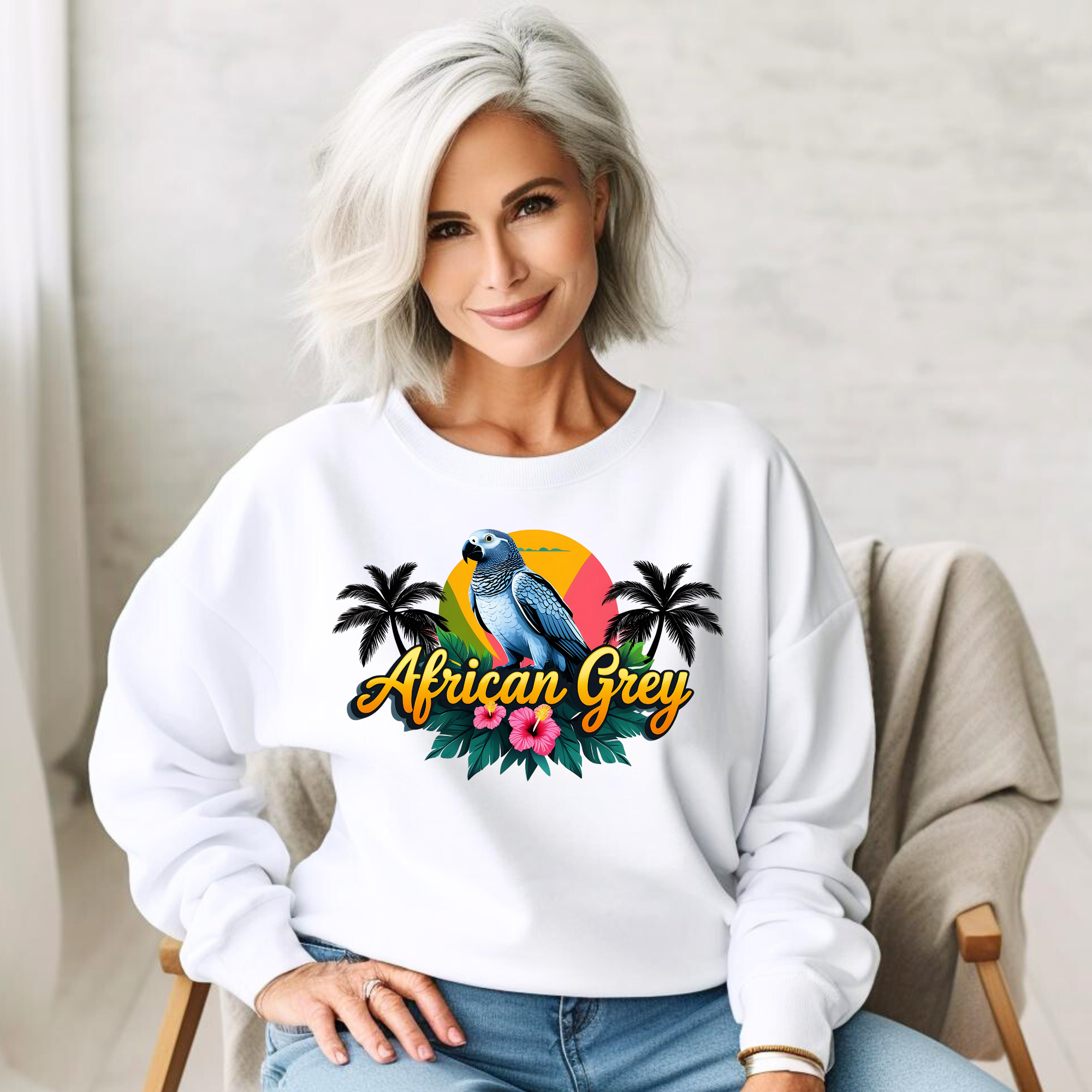 African Grey Palm Tree Sweatshirt