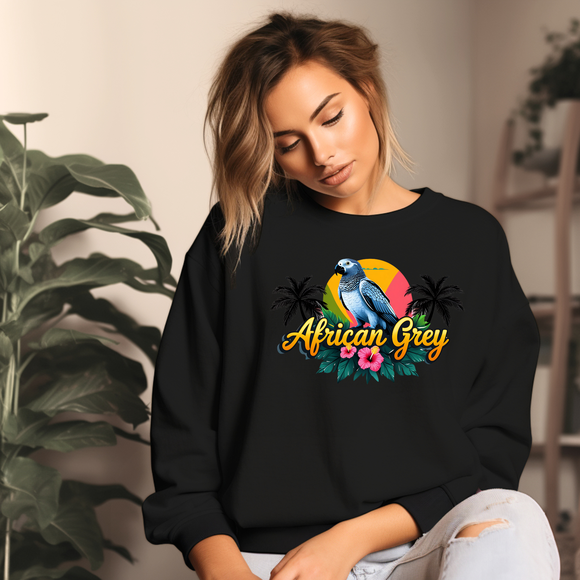 African Grey Palm Tree Sweatshirt