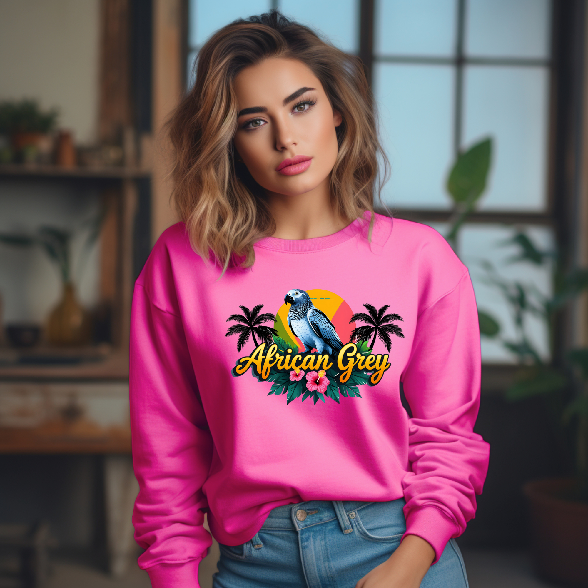 African Grey Palm Tree Sweatshirt