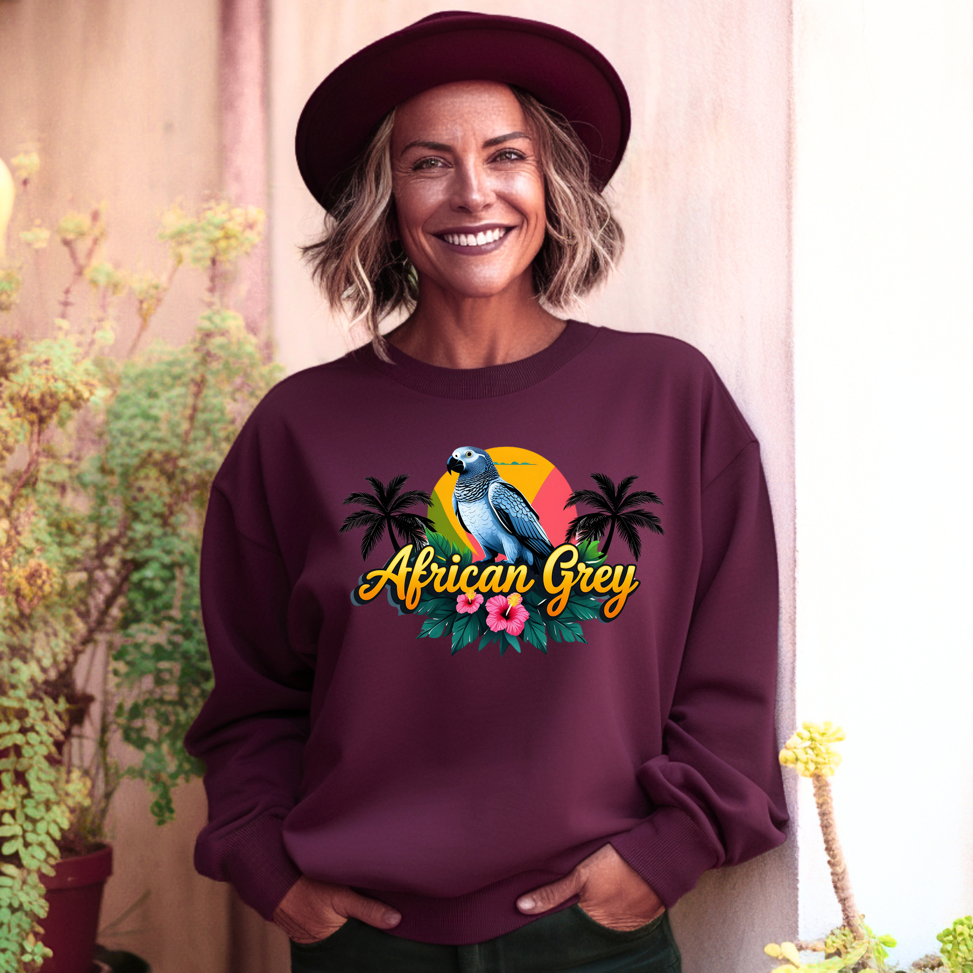 African Grey Palm Tree Sweatshirt