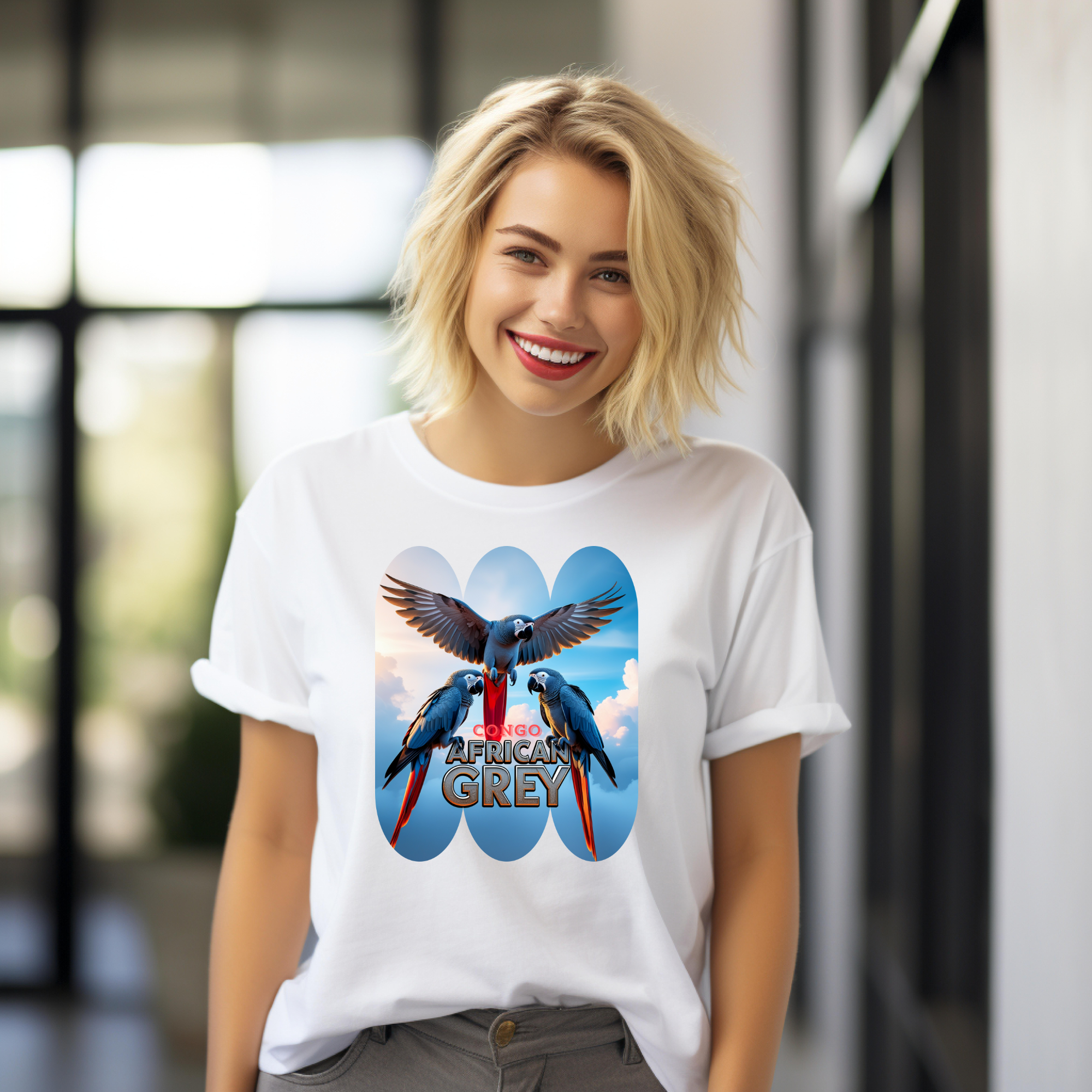 African Grey Congo Lover Flying T-Shirt