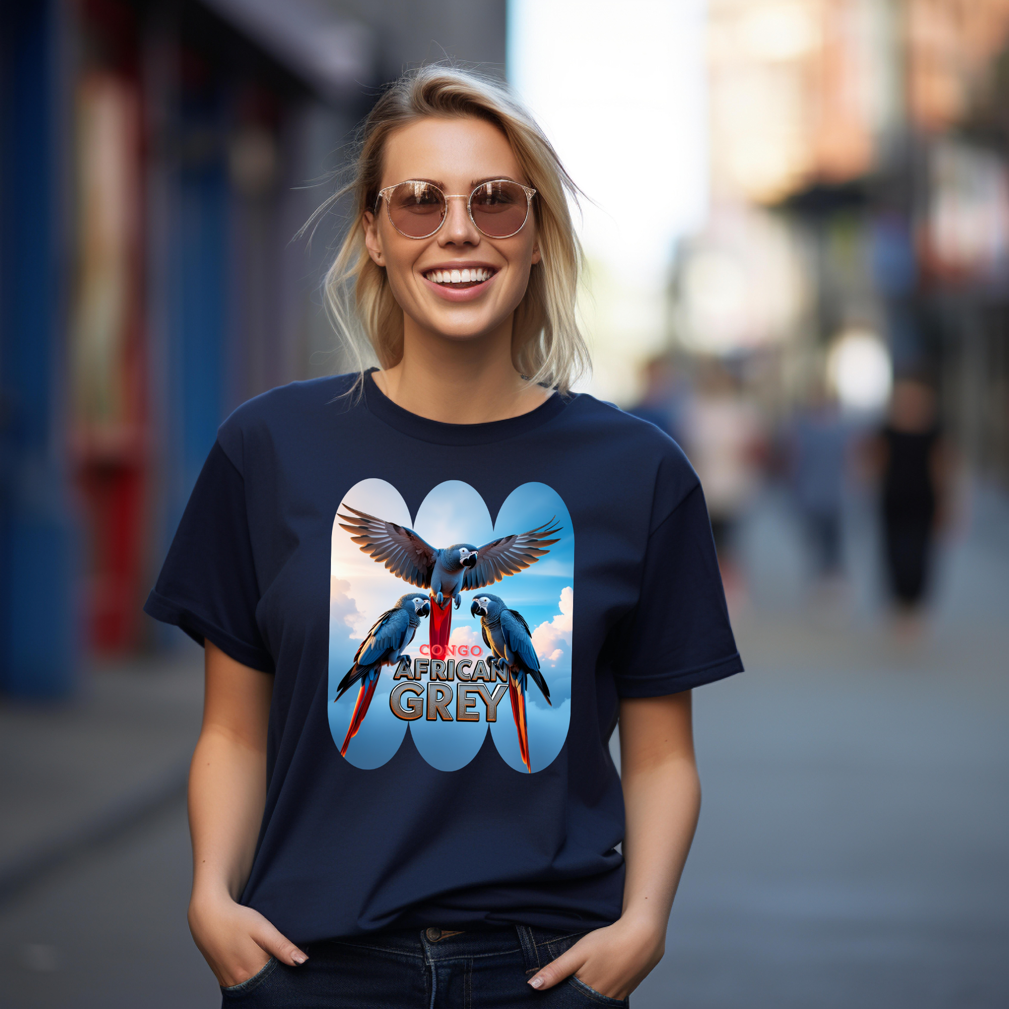 African Grey Congo Lover Flying T-Shirt